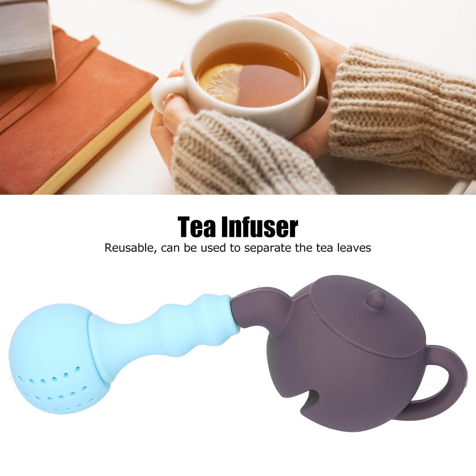 Silicone Tea Infuser Multifunction Teapot Shape Tea Leaf Strainer Filter Brown view 12