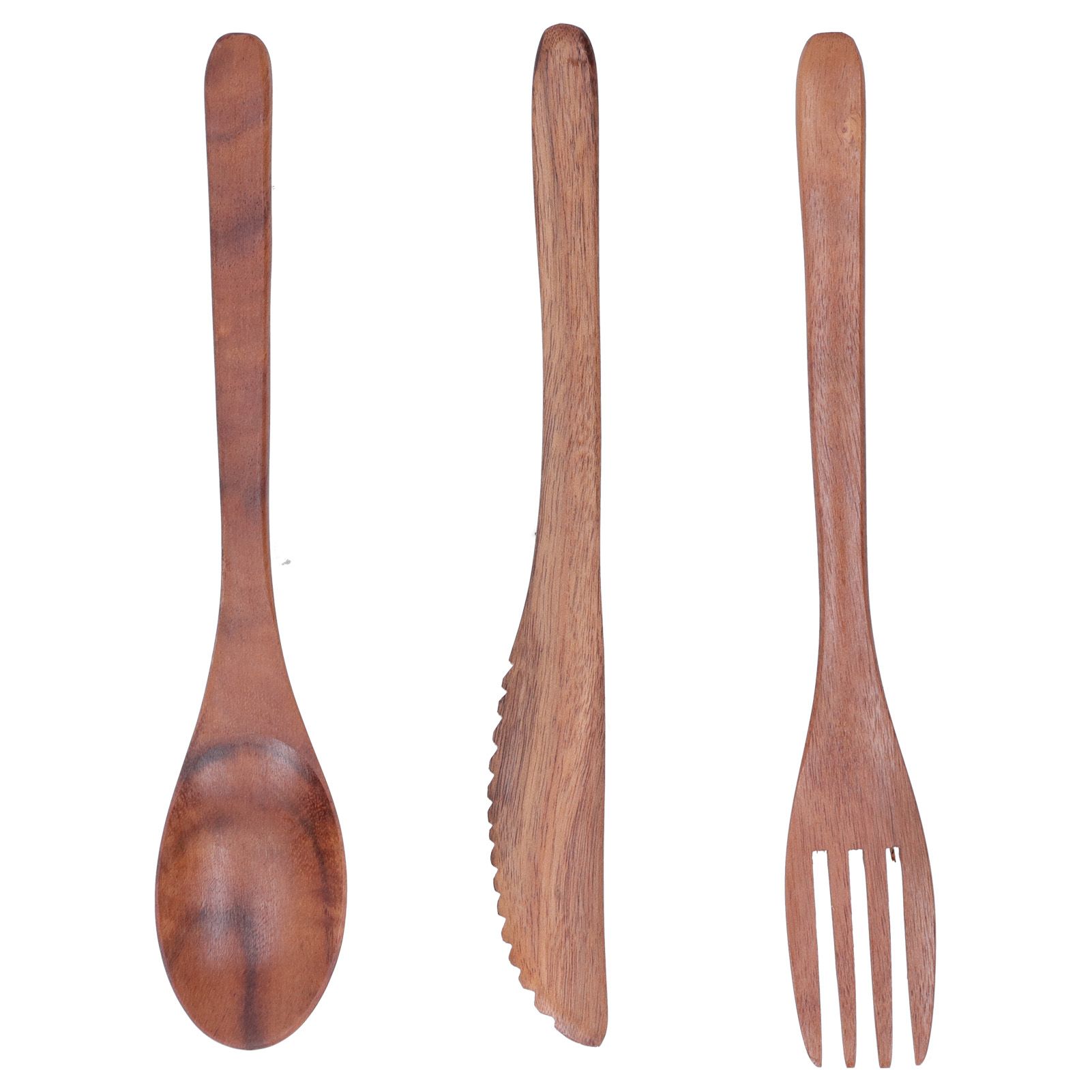 3PCS Wooden Tableware Sets Portable Fork Knife Spoon Cutlery Kitchen view 8