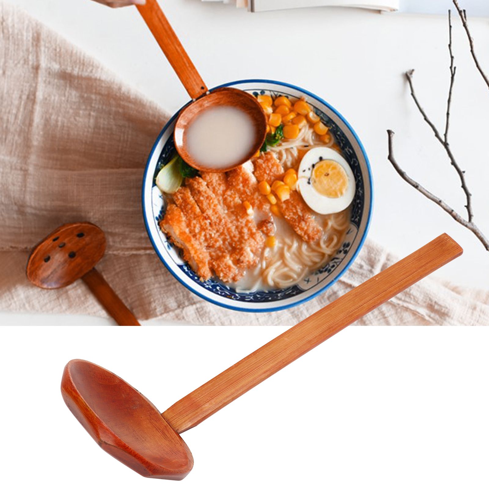 Wooden Noodle Spoon Stylish Food Grade Long Handle Soup Spoon for Hot Pot Ramen view 9