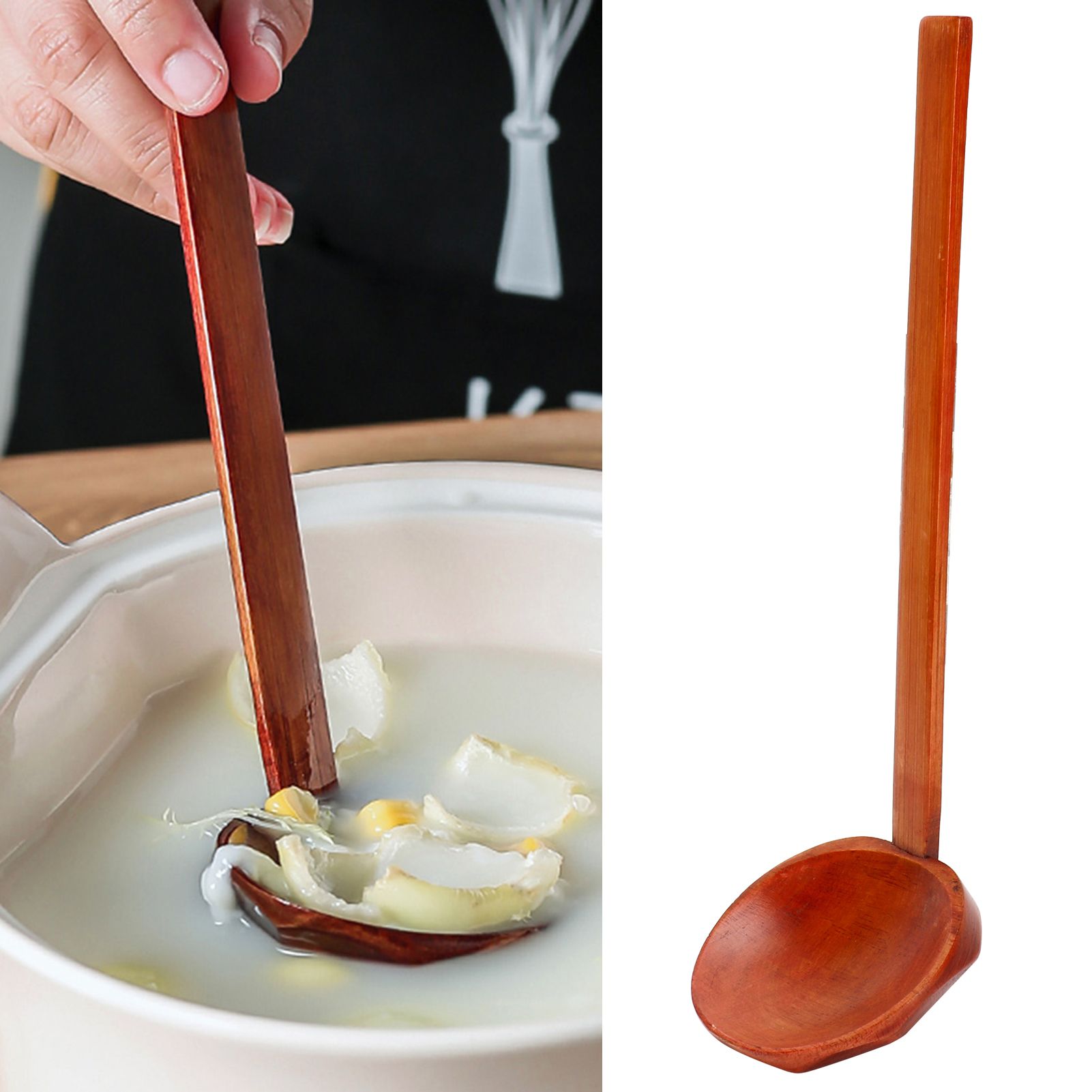 Wooden Noodle Spoon Stylish Food Grade Long Handle Soup Spoon for Hot Pot Ramen view 10