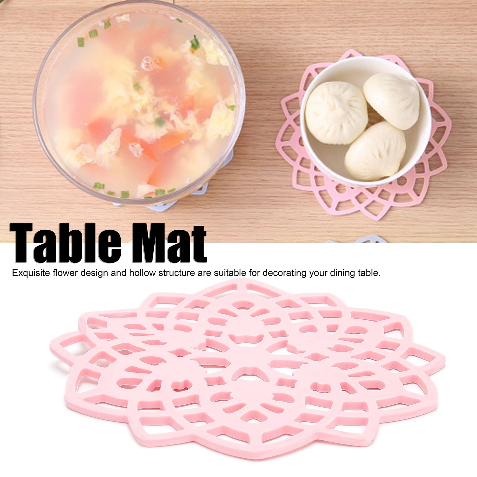 Pink Table Mat Hollow Heat Insulation Pad Cup Bowl Pot Holder Placemat Kitchen view 15