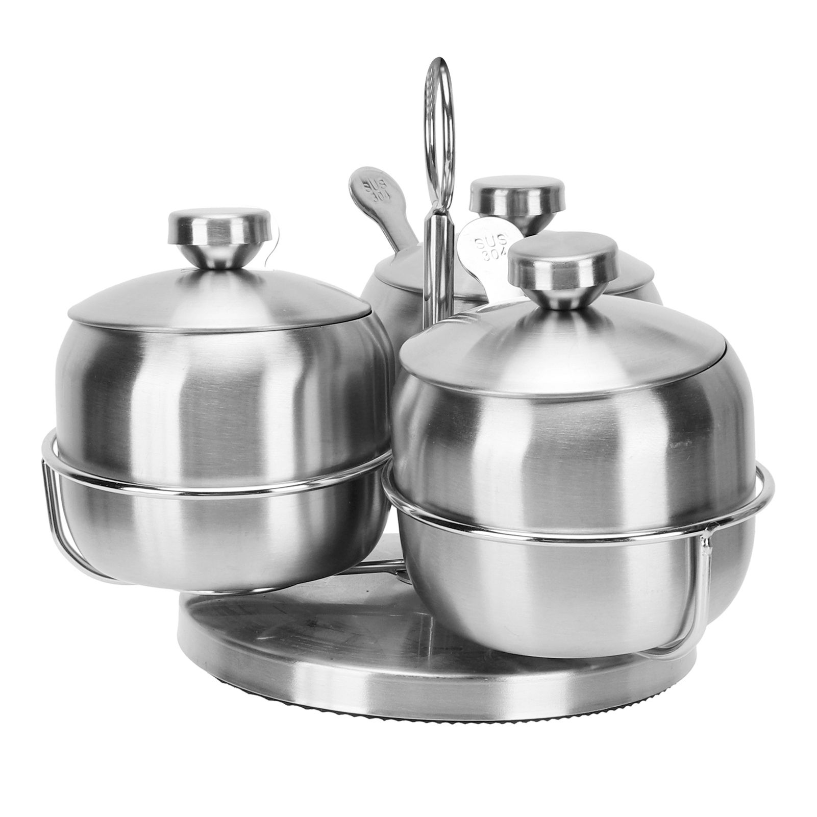 Seasoning Pot Set Innovative Rotating Condiment Spice Salt Sugar Jar Container view 4