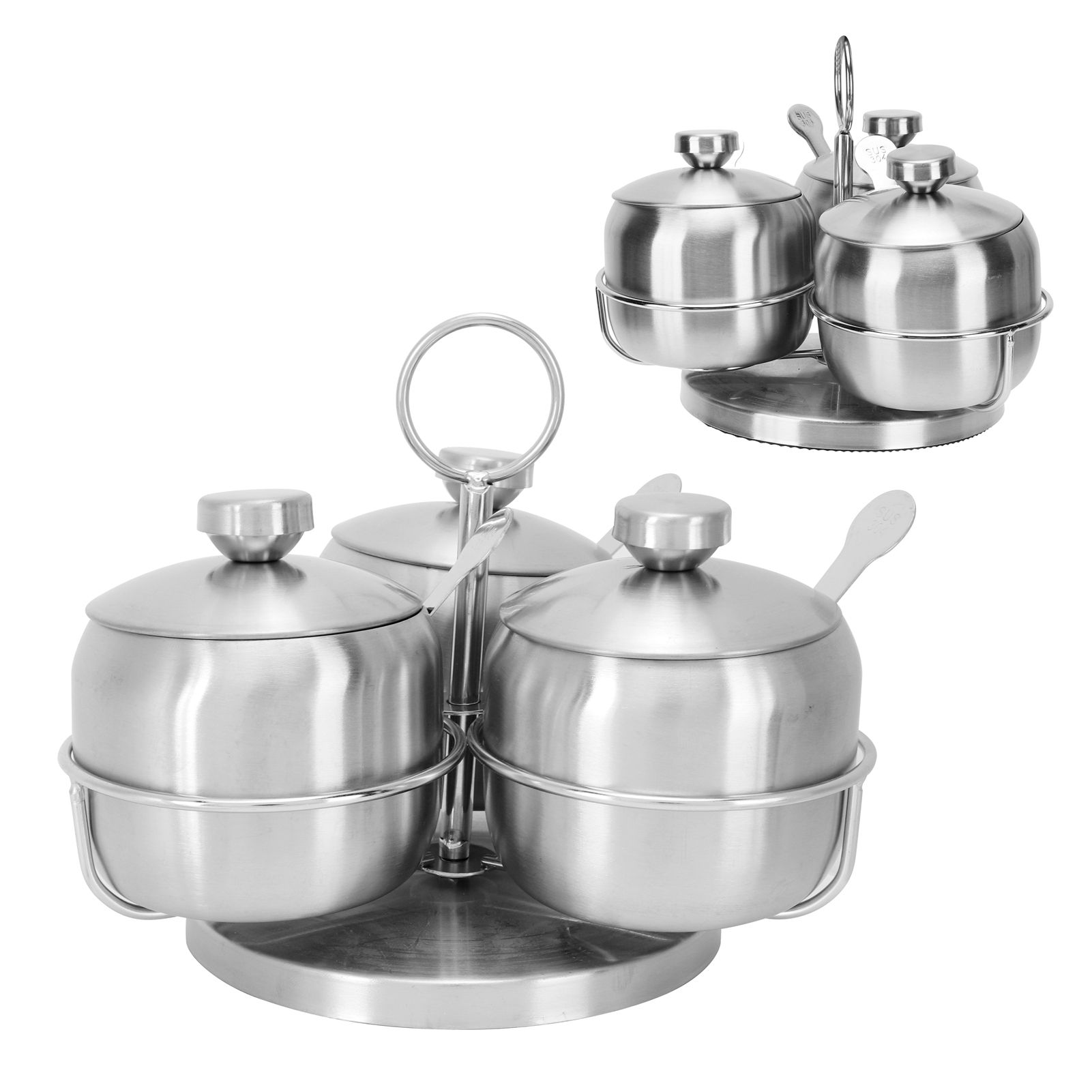 Seasoning Pot Set Innovative Rotating Condiment Spice Salt Sugar Jar Container view 7