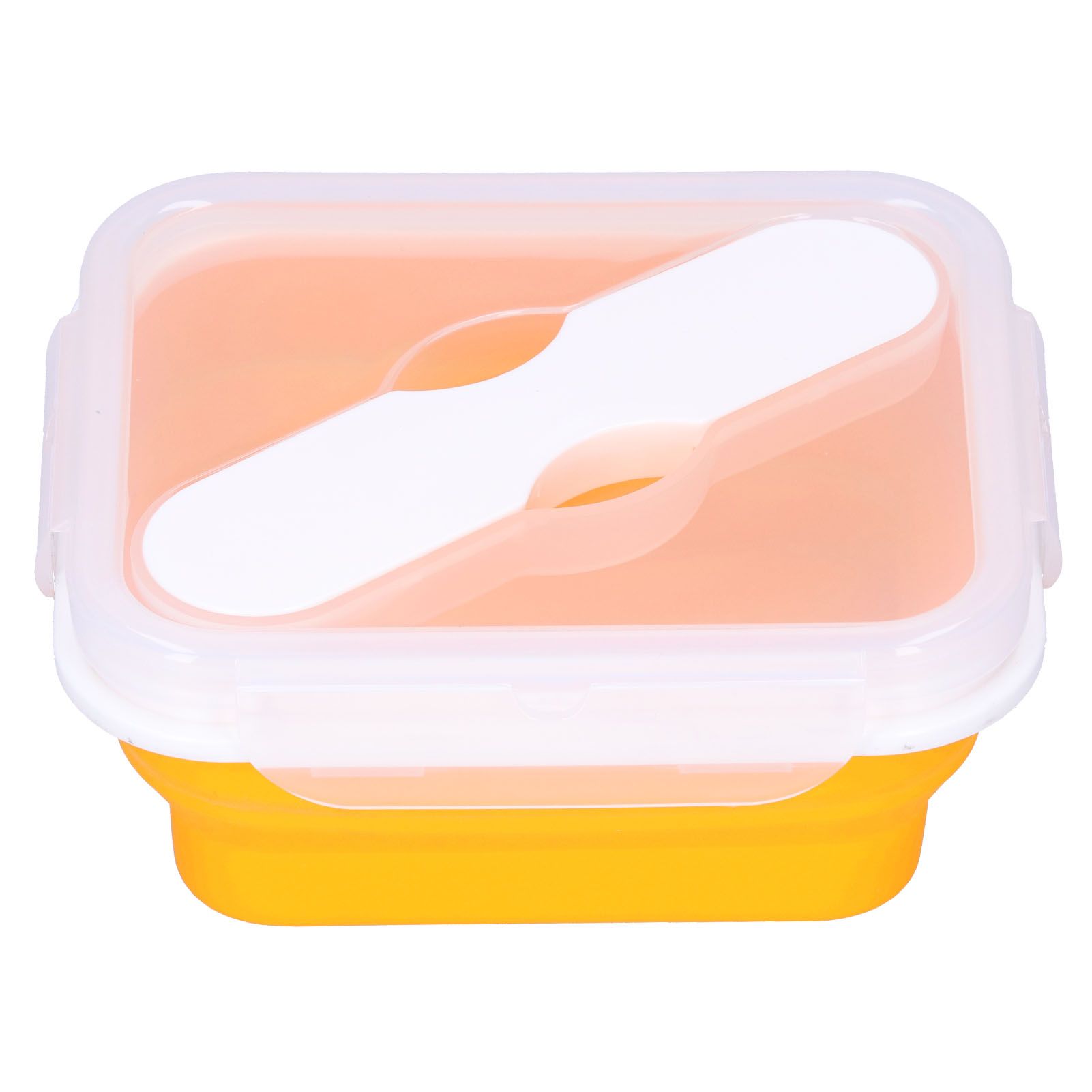 Silicone Insulation Box Portable Lunch Box with Integrated Fork Spoon for