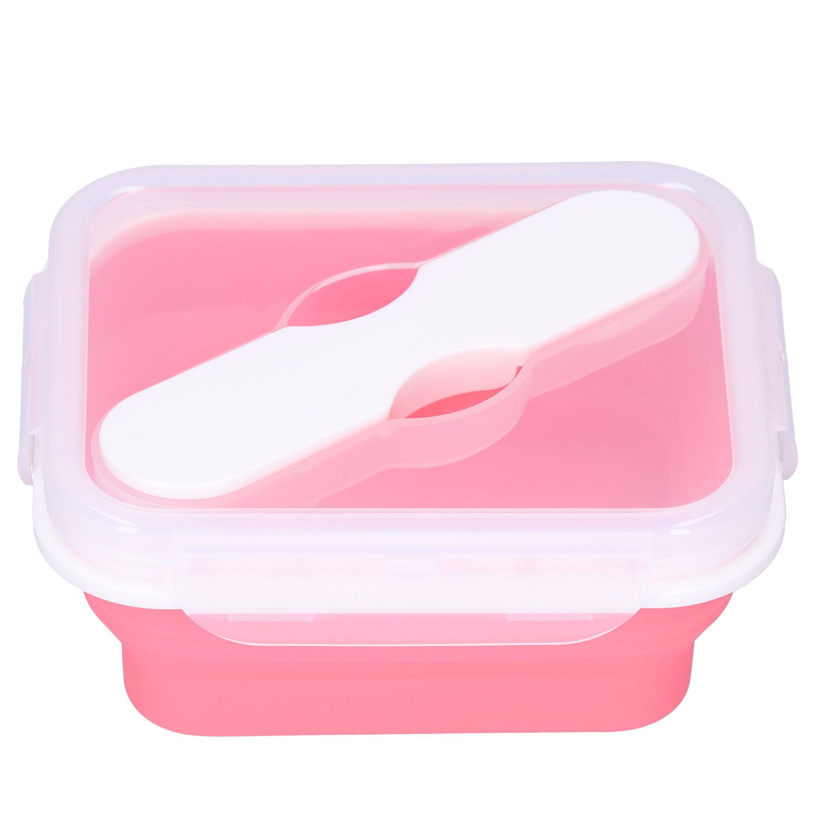 Silicone Insulation Box Portable Lunch Box with Integrated Fork Spoon for