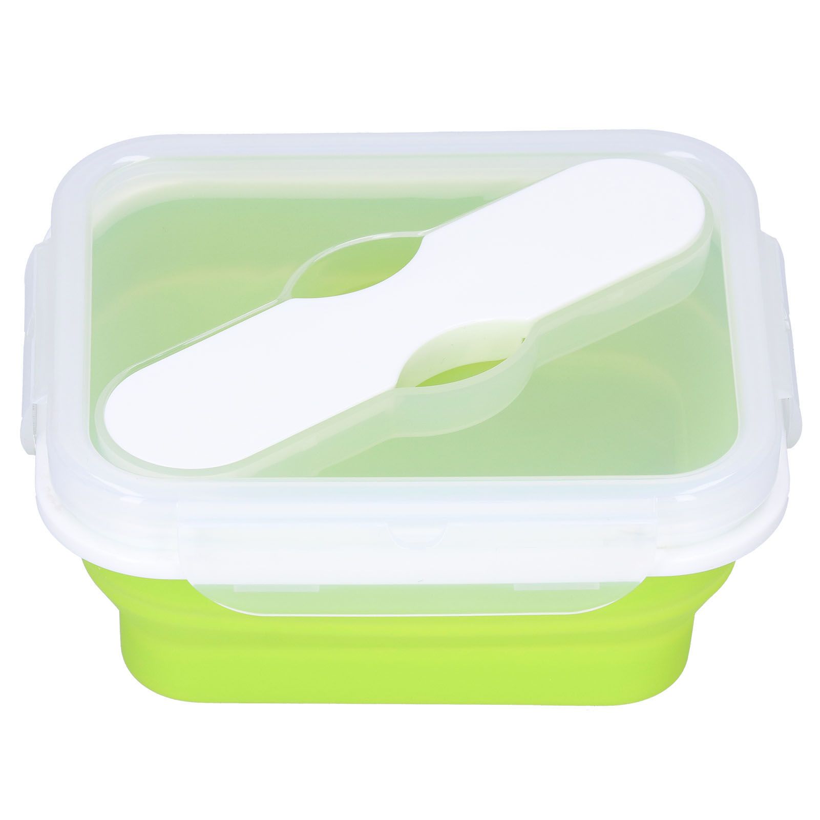 Silicone Insulation Box Portable Lunch Box with Integrated Fork Spoon for