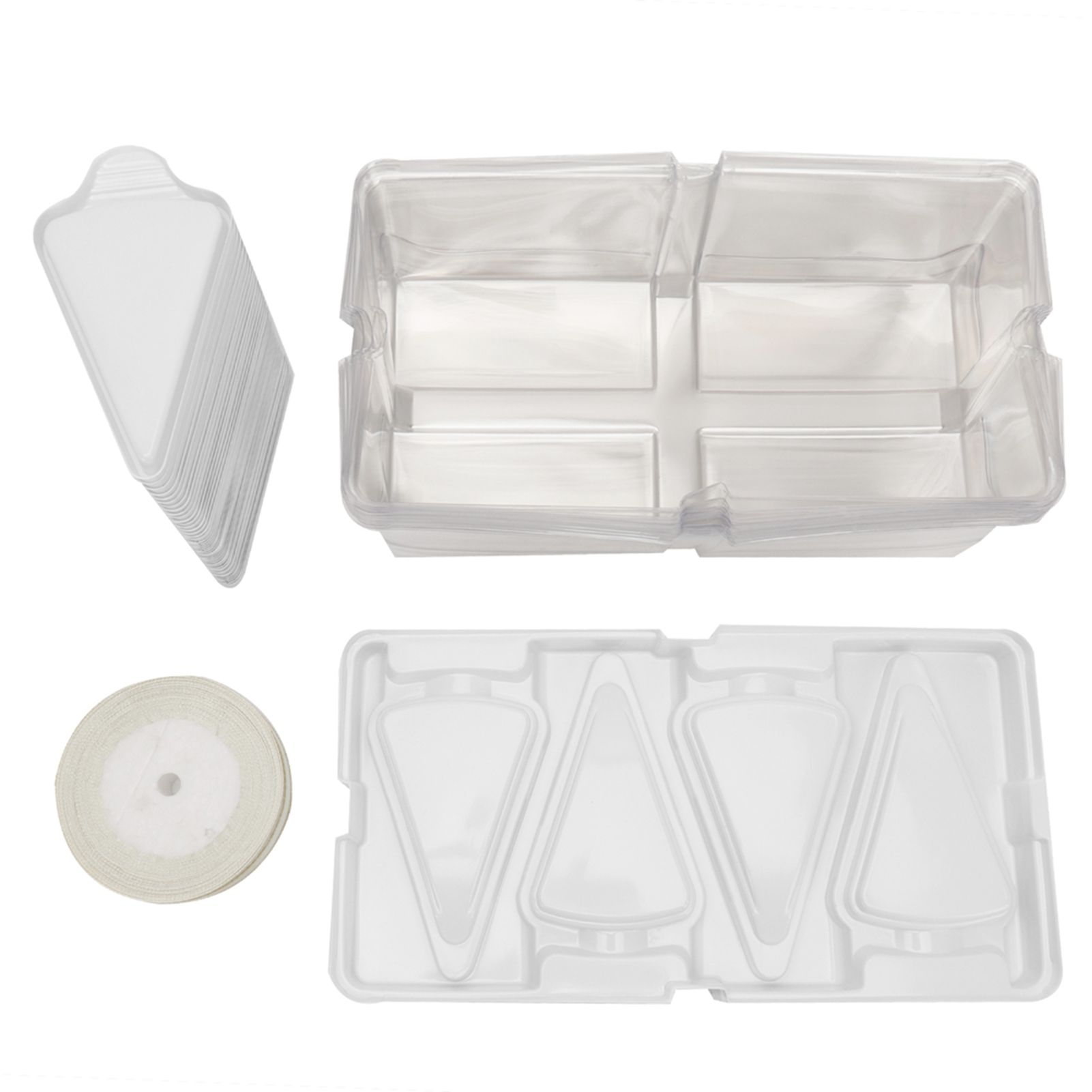 10pcs Baking Cake Box 4 Grid Triangular Transparent Material Cake Box for