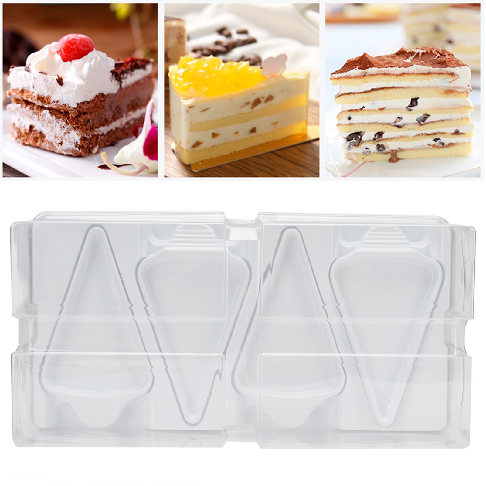 10pcs Baking Cake Box 4 Grid Triangular Transparent Material Cake Box for view 9