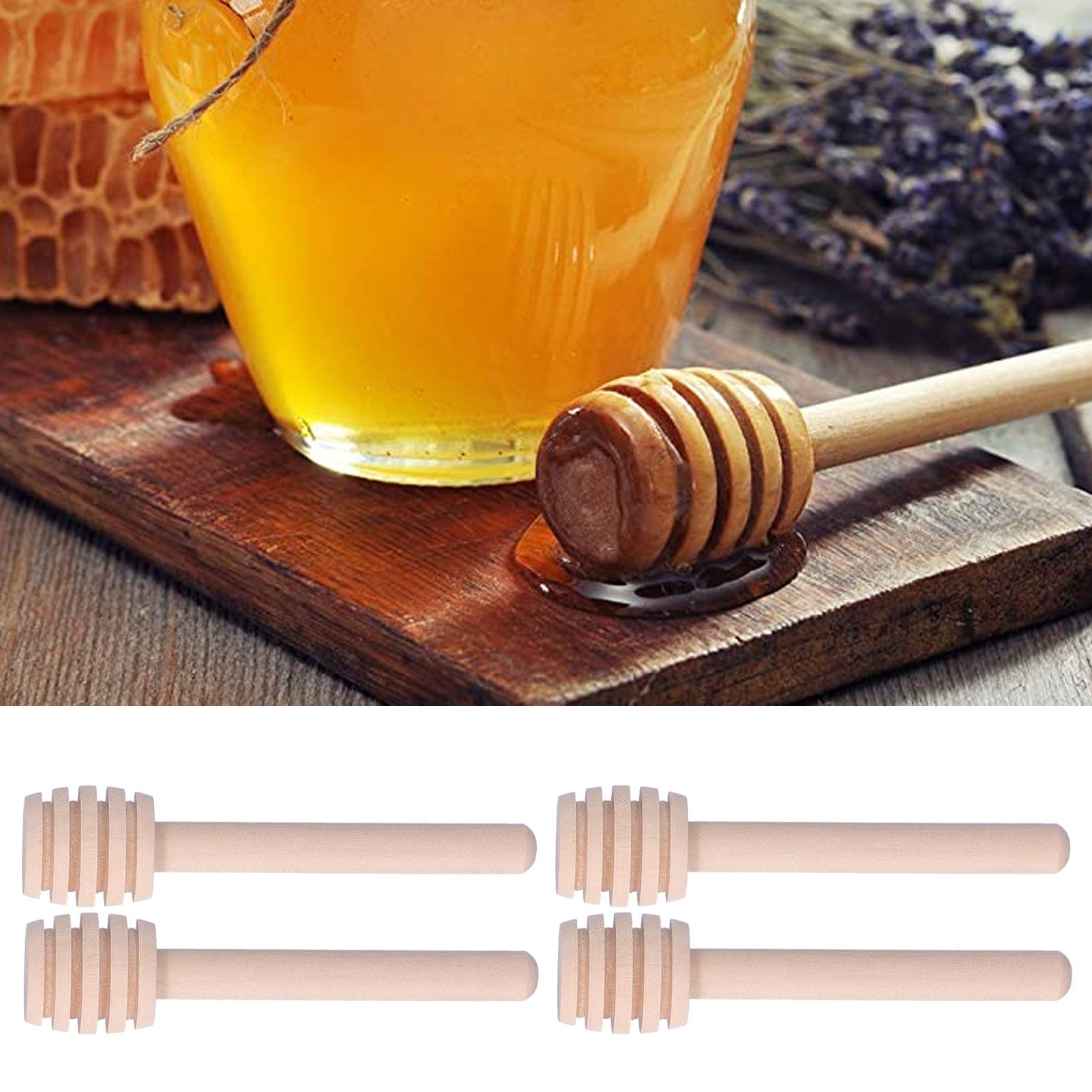50PCS 8CM Wood Honey Dipper Sticks Honey Stirrer Dispensing Wand for Wedding view 9