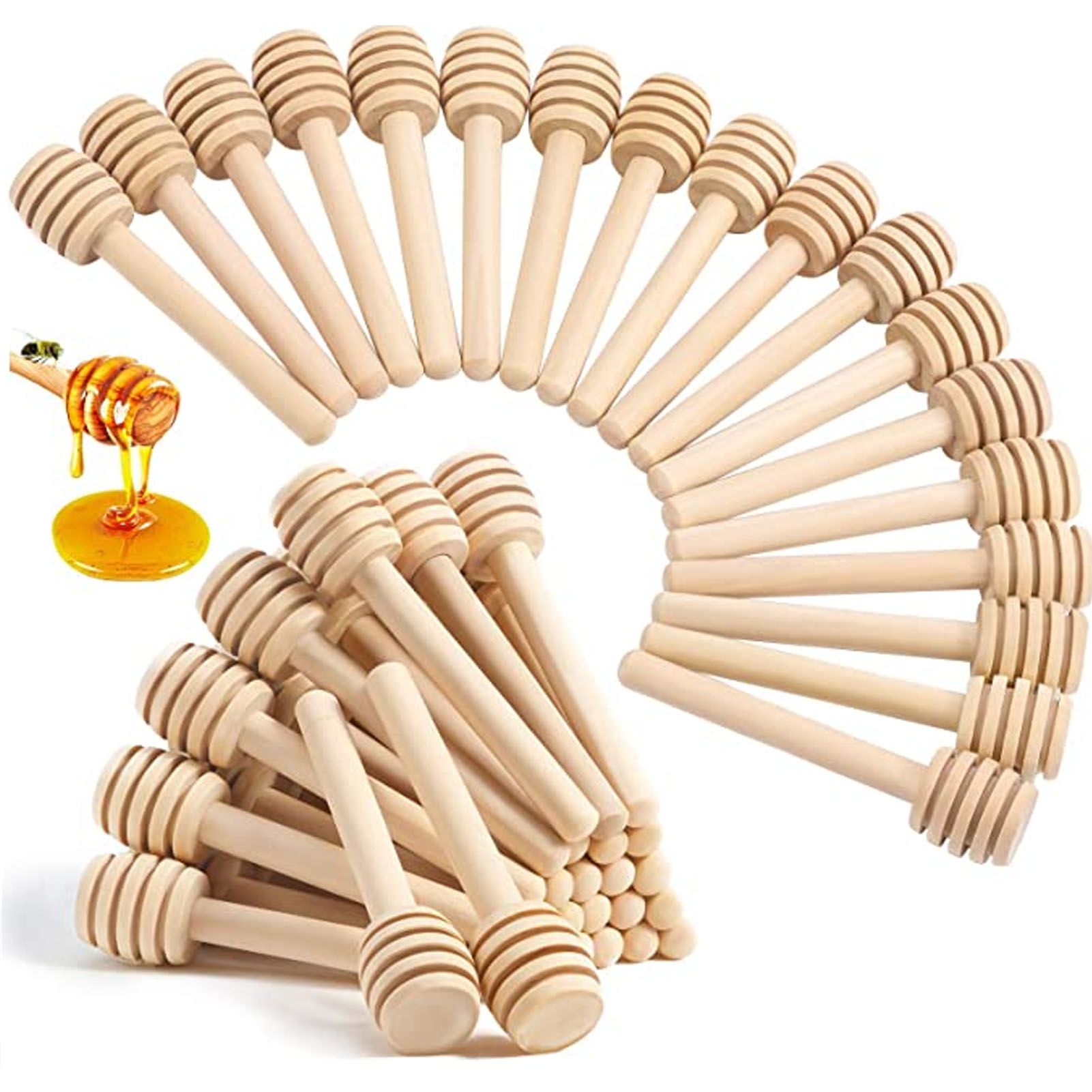 50PCS 8CM Wood Honey Dipper Sticks Honey Stirrer Dispensing Wand for Wedding view 14