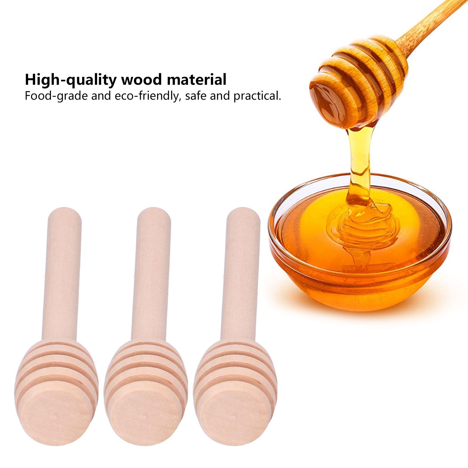 50PCS 8CM Wood Honey Dipper Sticks Honey Stirrer Dispensing Wand for Wedding view 15