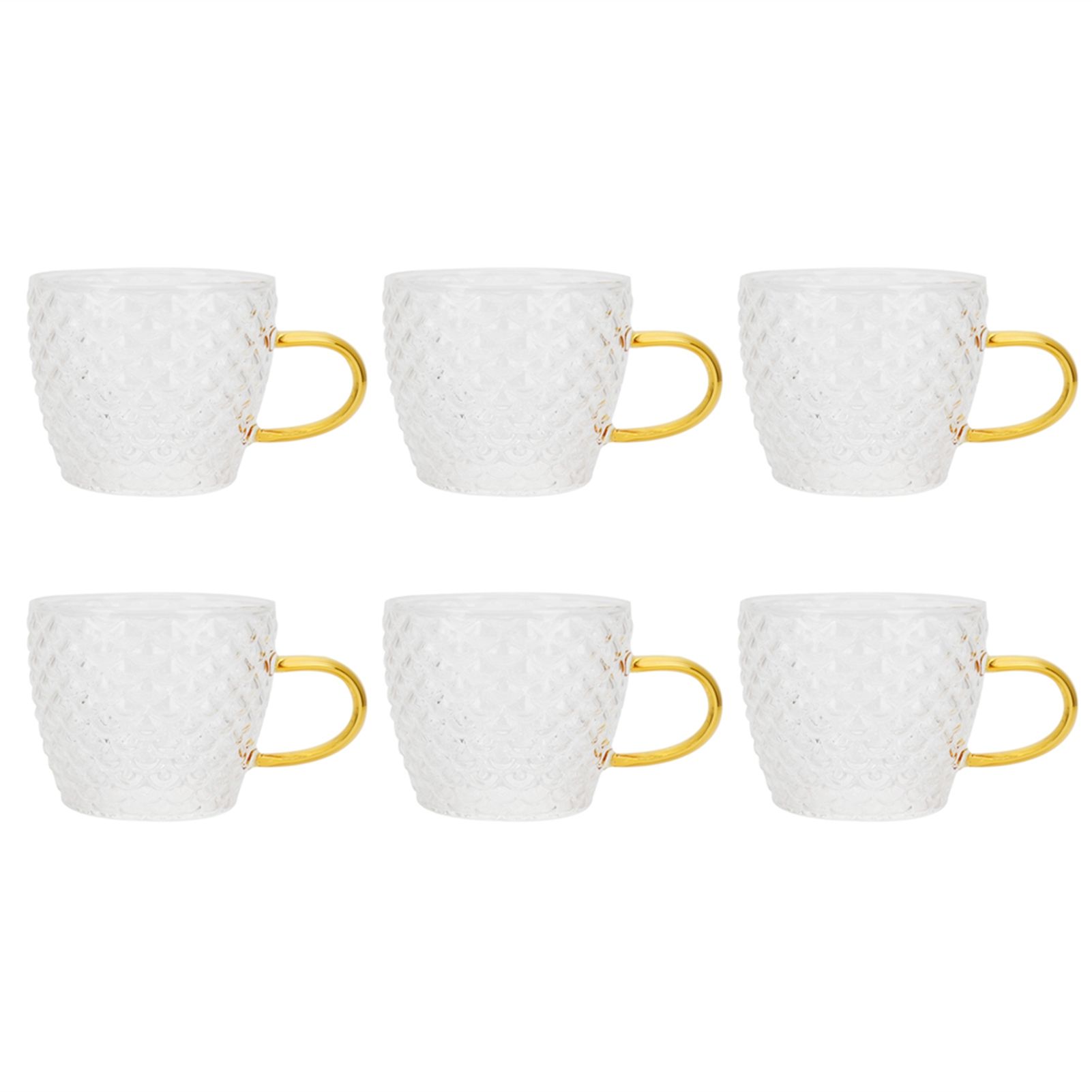 6Pcs Heat Resistant Glass Cup Tea Cup with Handle Tea Set Accessories for Home