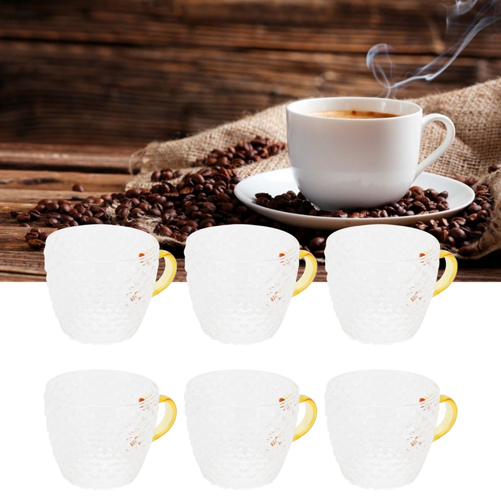 6Pcs Heat Resistant Glass Cup Tea Cup with Handle Tea Set Accessories for Home view 10