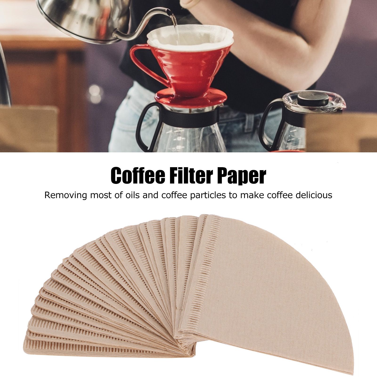 100Pcs Coffee Filter Paper Cone Shaped Disposable Coffer Filters Accessory 14x10cm view 15