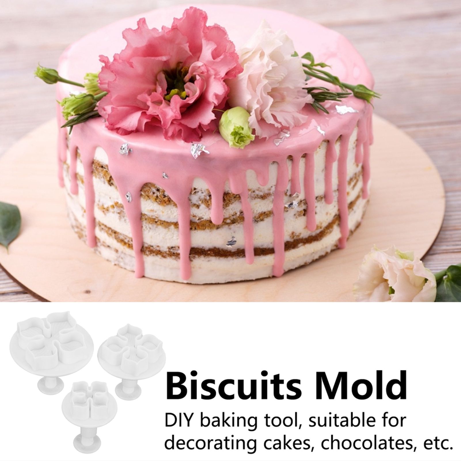 3Pcs Cake Decorating Mold Hydrangea Pattern Biscuits Cutter Spring Mold Baking view 15