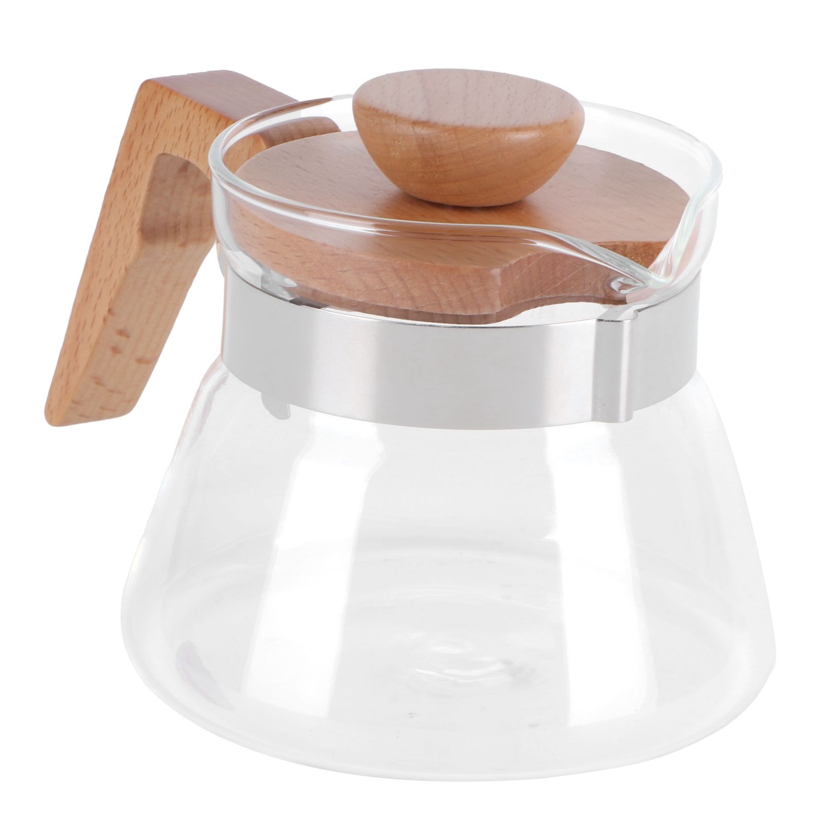 400ml Teapot Glass Coffee Maker Pot Water Kettle with Wood Handle Kitchen view 4