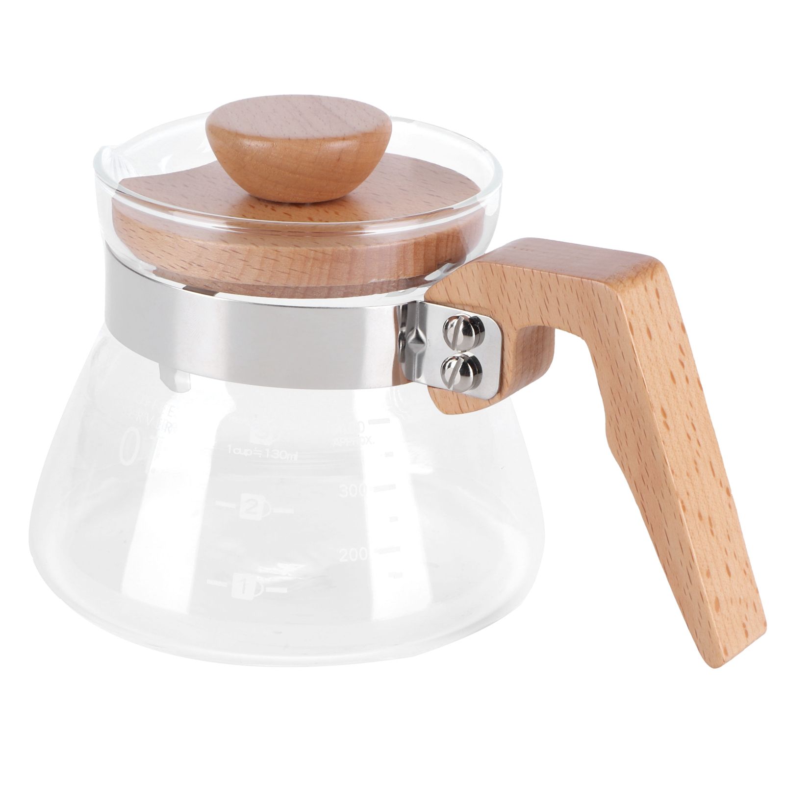 400ml Teapot Glass Coffee Maker Pot Water Kettle with Wood Handle Kitchen view 6
