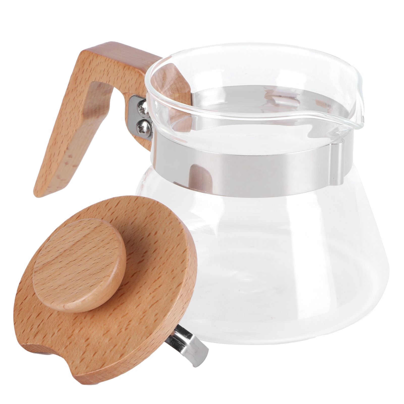 400ml Teapot Glass Coffee Maker Pot Water Kettle with Wood Handle Kitchen view 7