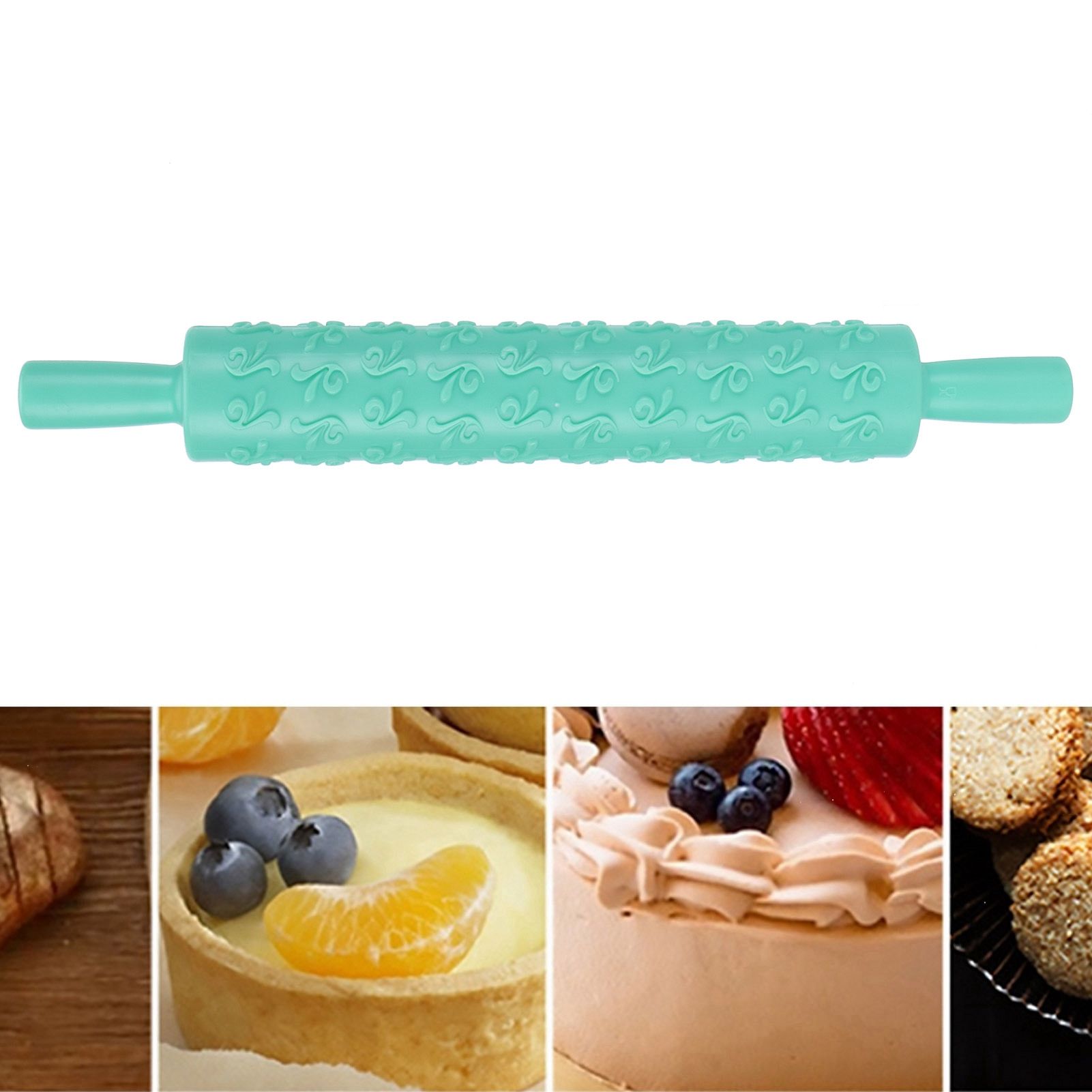 Fondant Cake Rolling Pin Embossing Roller Bakery Cookies Pastry Decorating view 12