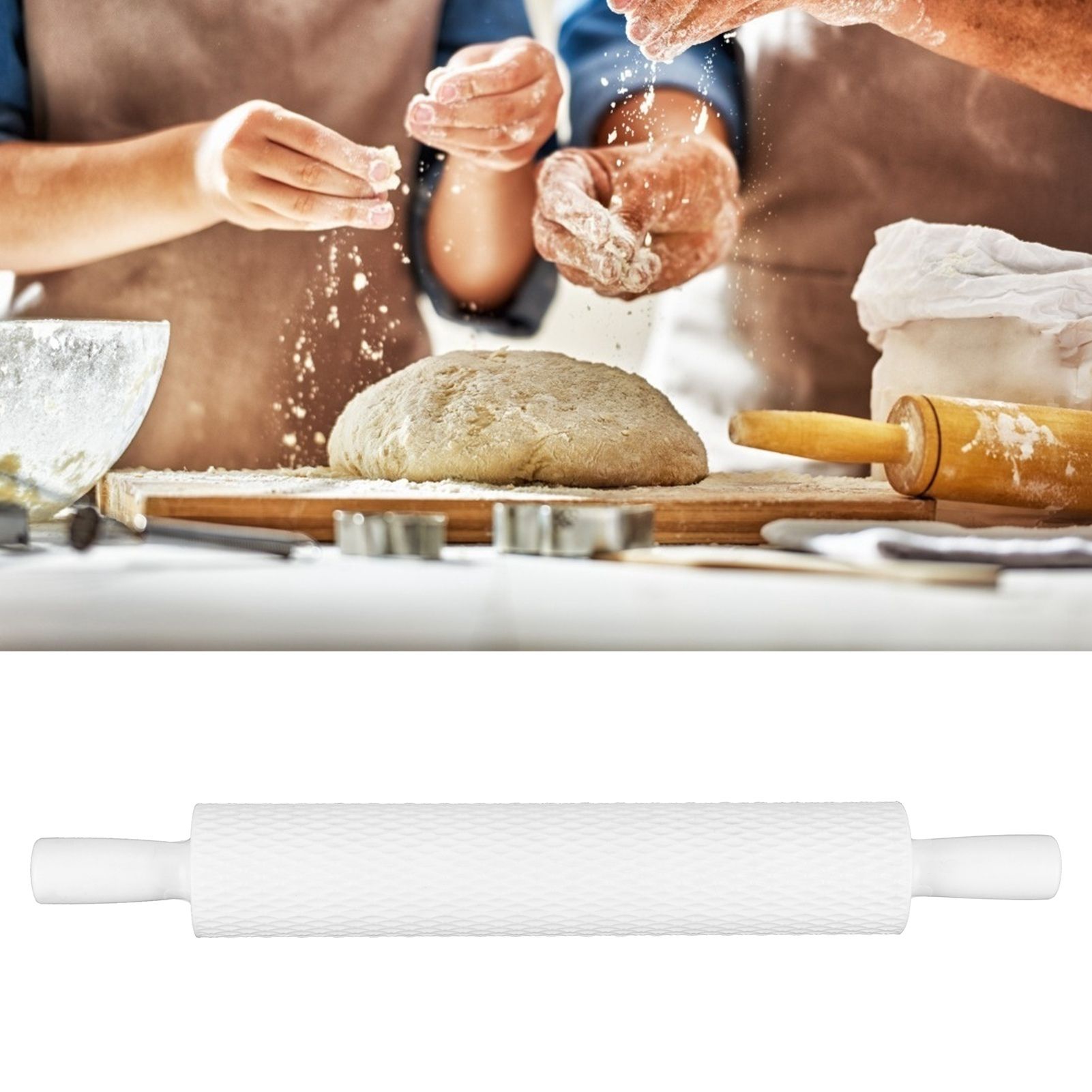 Fondant Cake Embossing Rolling Pin Baking Dough Roller Cookies Biscuits view 10