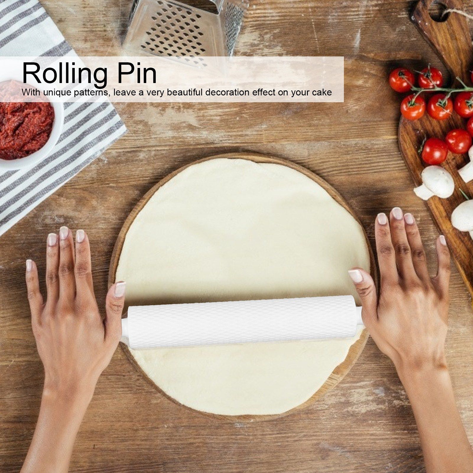 Fondant Cake Embossing Rolling Pin Baking Dough Roller Cookies Biscuits view 15