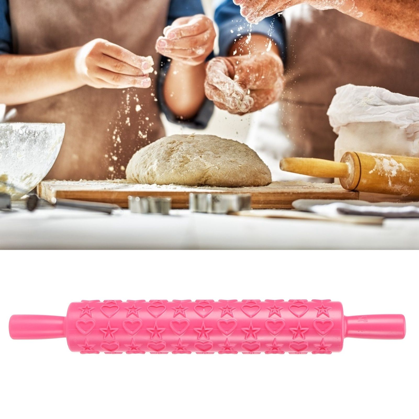 Fondant Cake Embossing Rolling Pin Baking Dough Roller Cookies Biscuits view 10