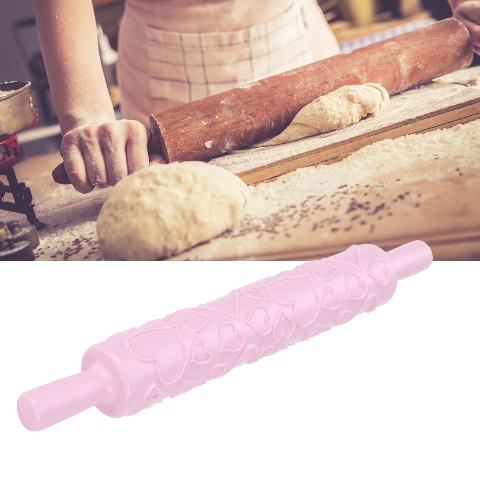 Fondant Rolling Pin Plastic Embossed Roller for Cookies Biscuits Pastry Cake view 12