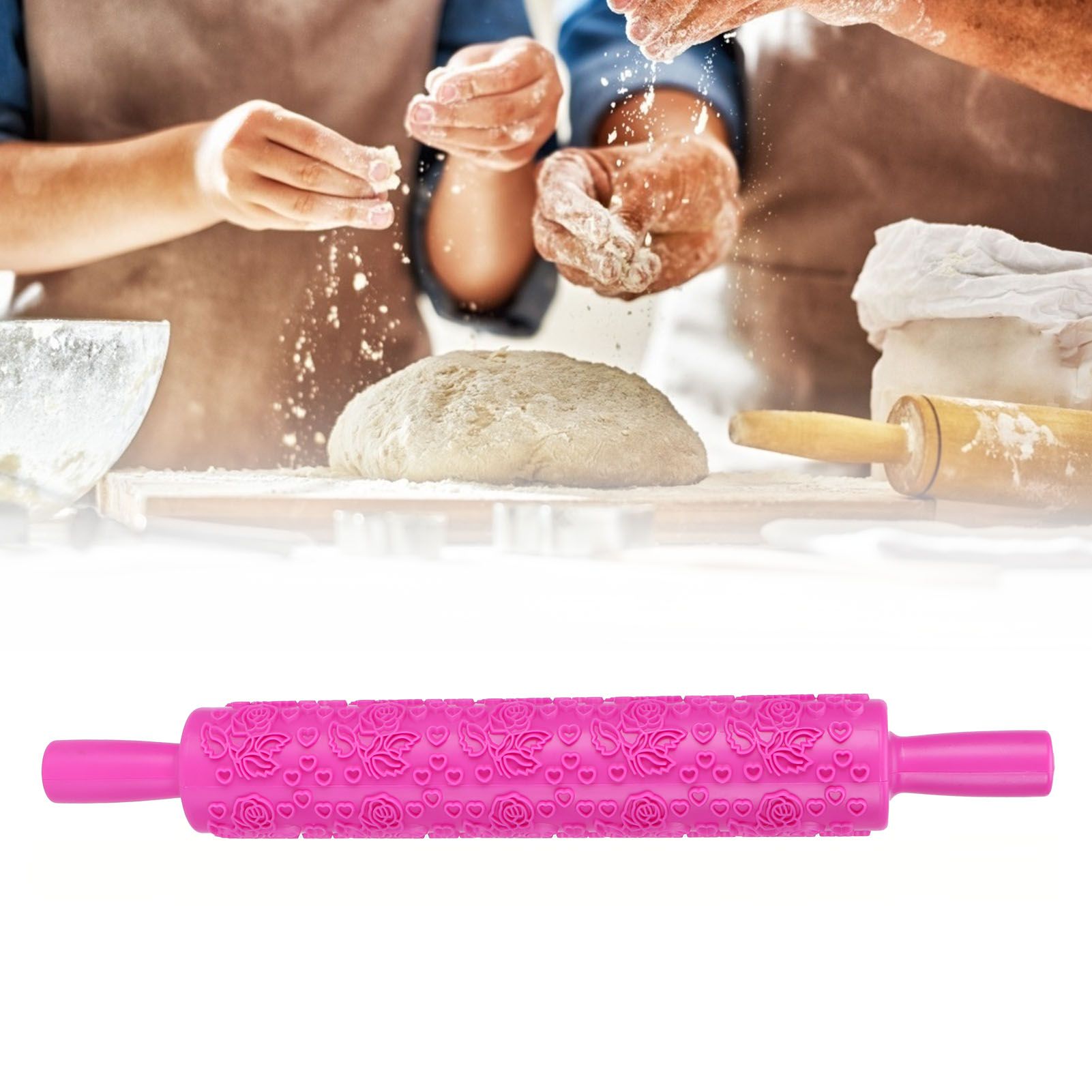 Fondant Rolling Pin Plastic Embossed Roller for Cookies Biscuits Pastry Cake view 11