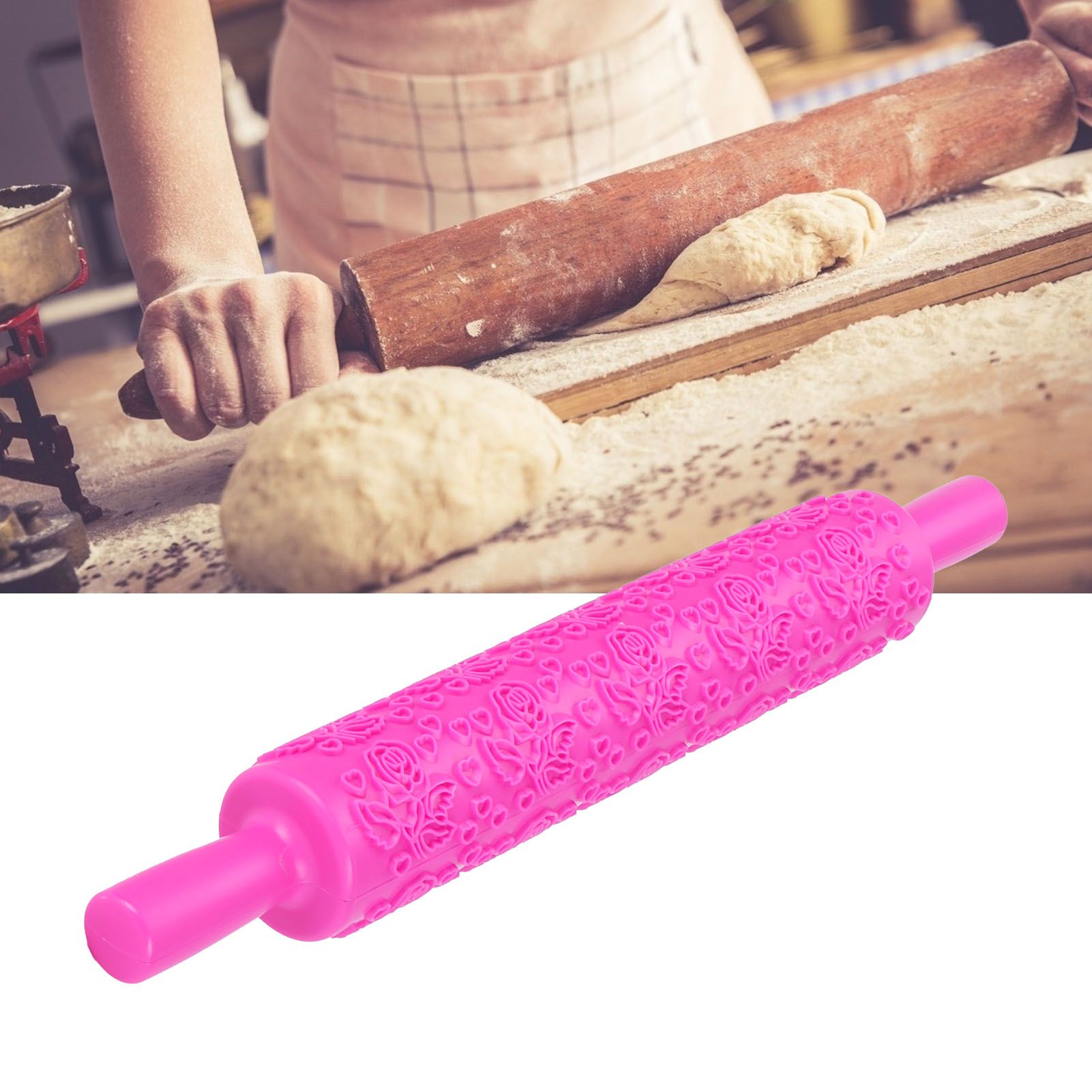 Fondant Rolling Pin Plastic Embossed Roller for Cookies Biscuits Pastry Cake view 12