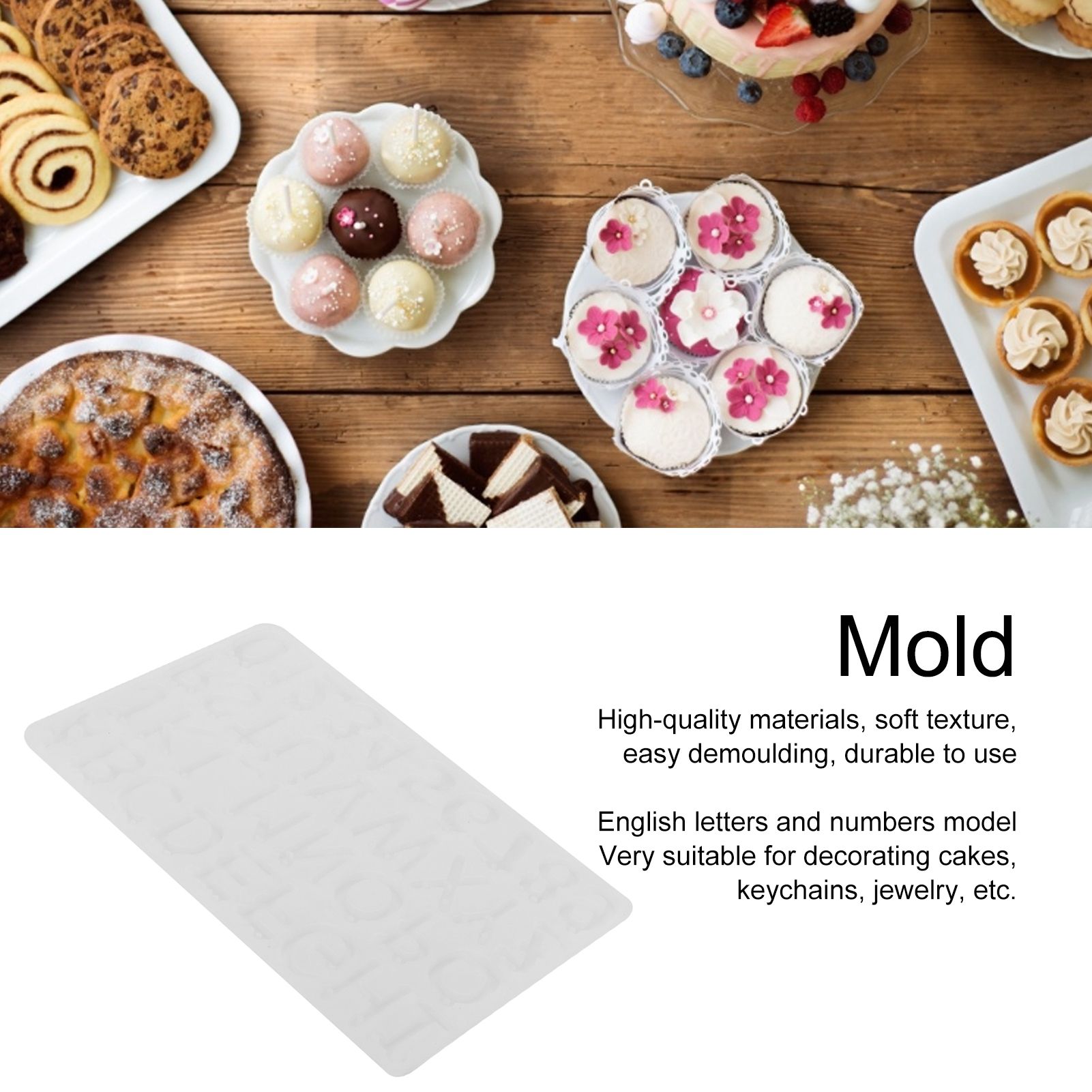 DIY Casting Mold English Alphabet Number Cookies Molds Cake Jewelry Keychain view 12