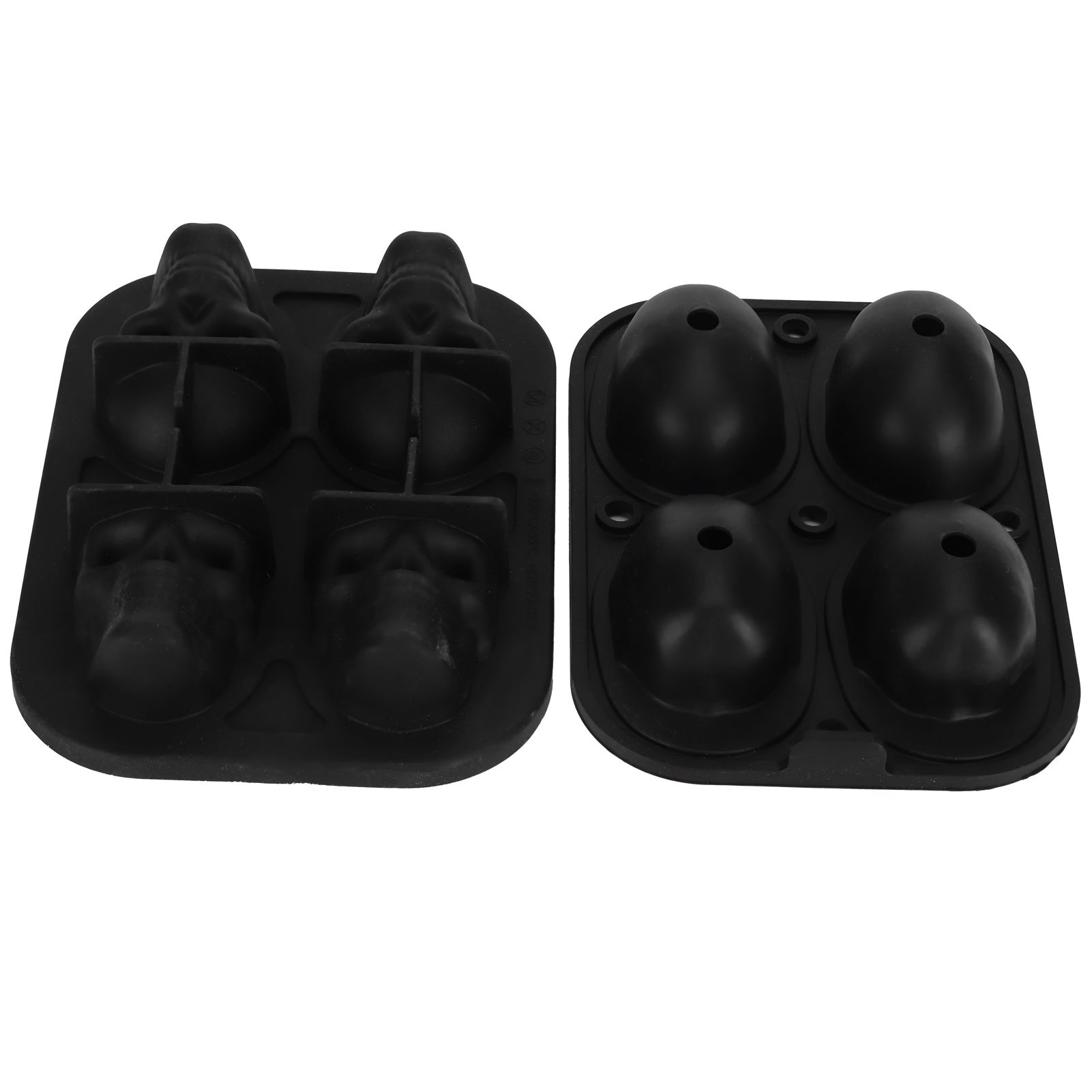 4‑Gird Skull Shape Ice Tray Halloween Ice Cream Silicone Mold with 2 Funnels view 2
