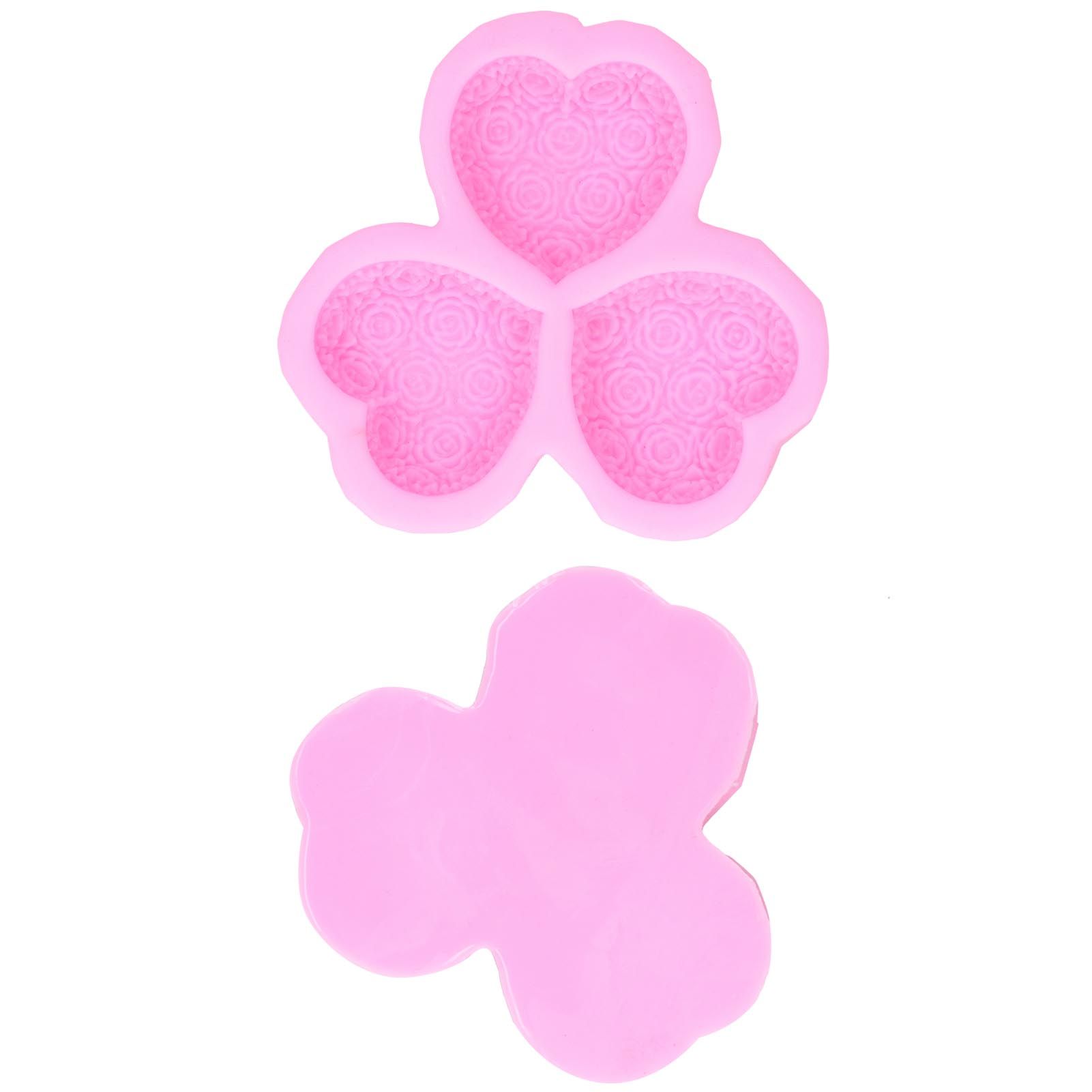 3 Cavity HeartShaped Rose Soap Mold Silicone Cake Fondant Decoration view 10
