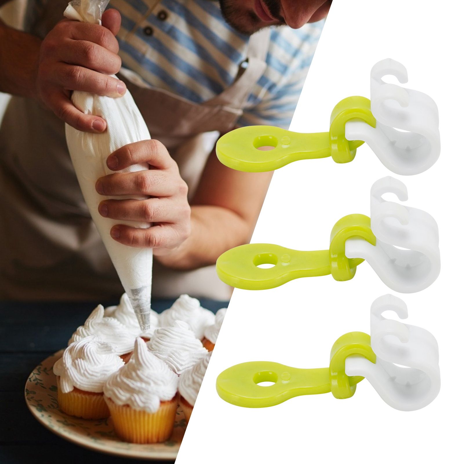 3Pcs Pastry Bag Clips Reusable Icing Bag Tie Buckles Fondant Cake Decorating Tool view 9