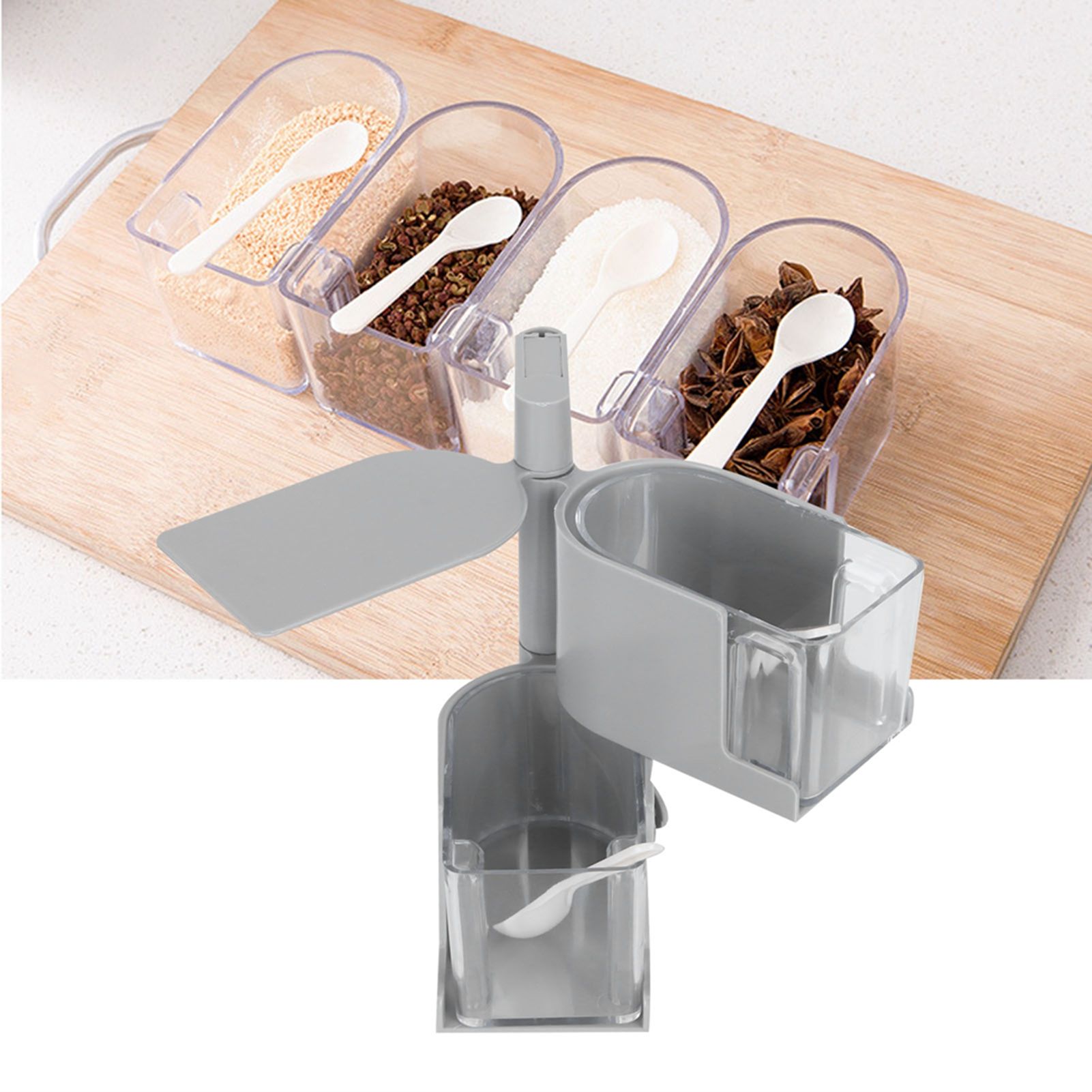 NoPunching WallMounted Seasoning Box Rotatable 2Layer Drawer Type Box for view 11