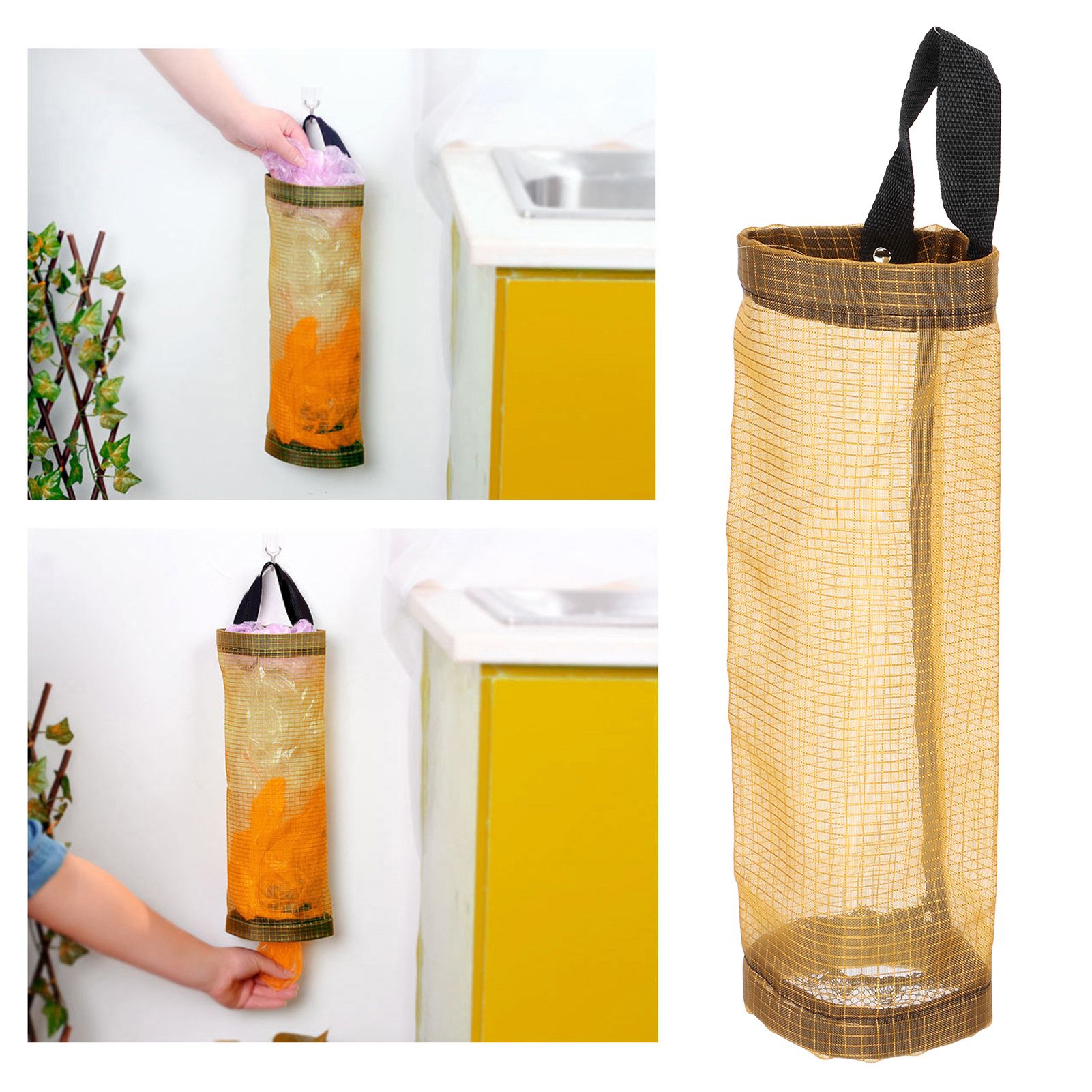 Hanging Garbage Bag Storage Holder Dispenser Grocery Bag Container Kitchen view 11