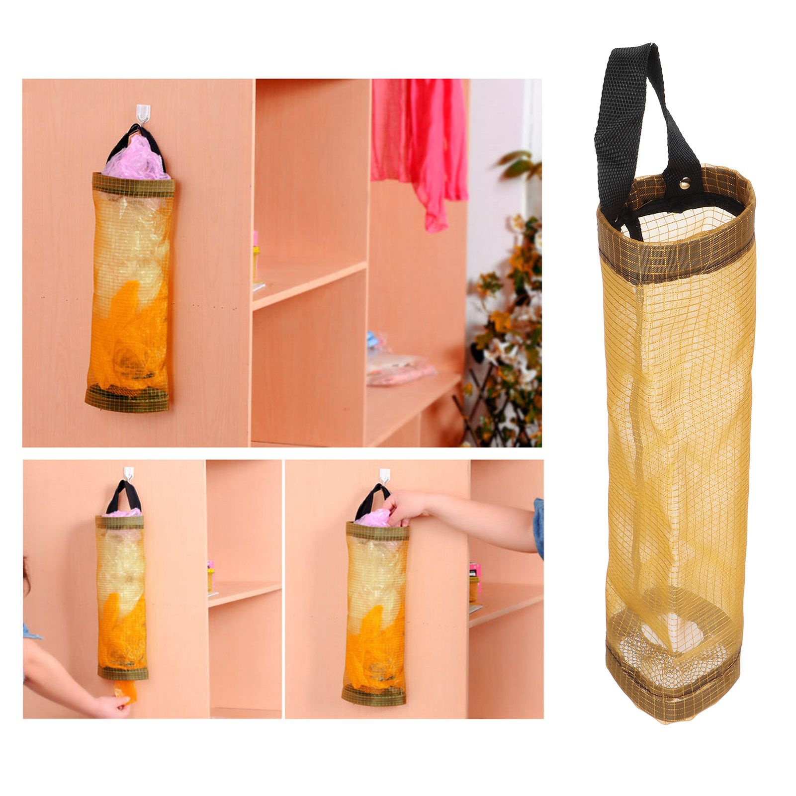 Hanging Garbage Bag Storage Holder Dispenser Grocery Bag Container Kitchen view 12