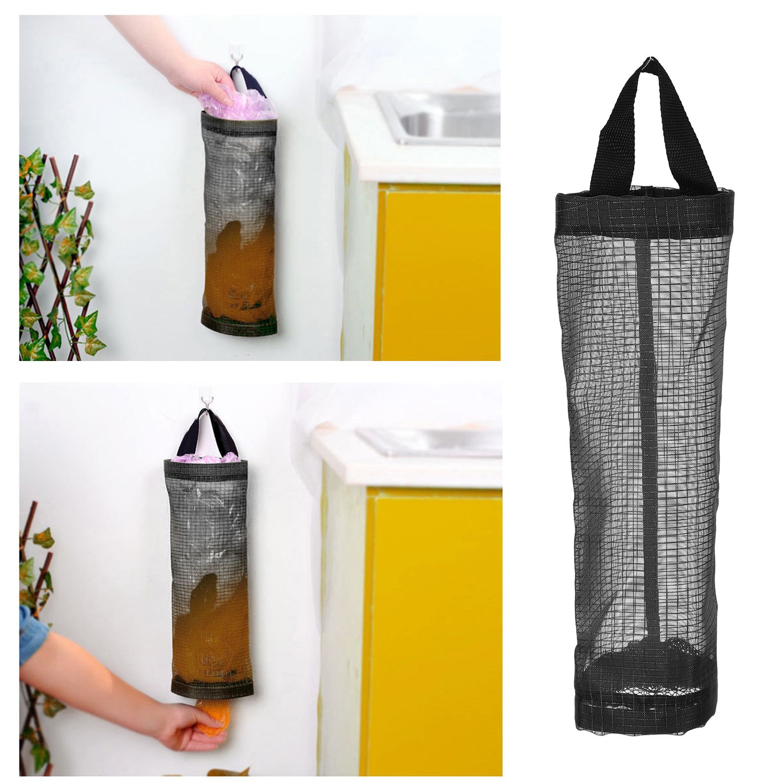 Hanging Garbage Bag Storage Holder Dispenser Grocery Bag Container Kitchen view 11