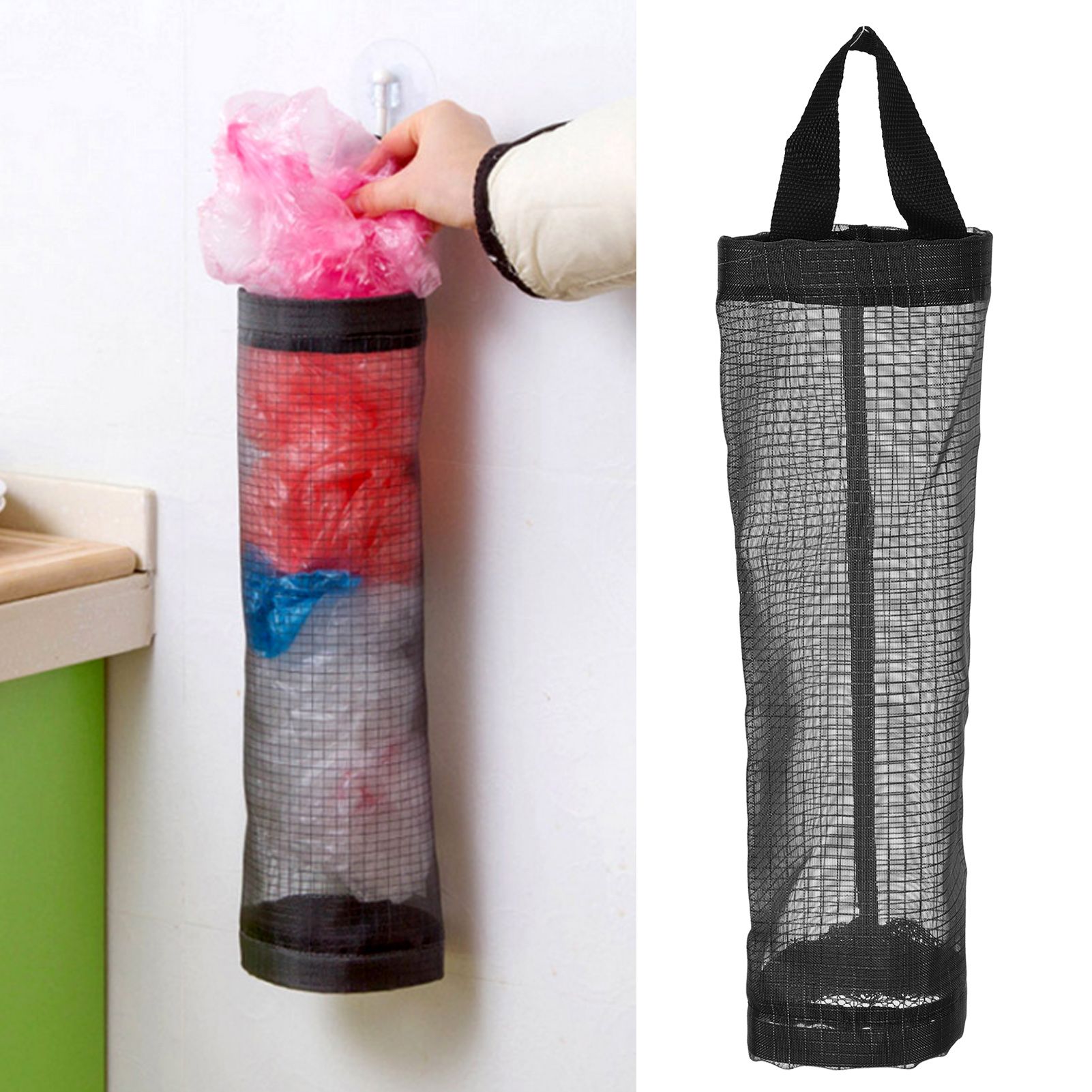 Hanging Garbage Bag Storage Holder Dispenser Grocery Bag Container Kitchen view 12