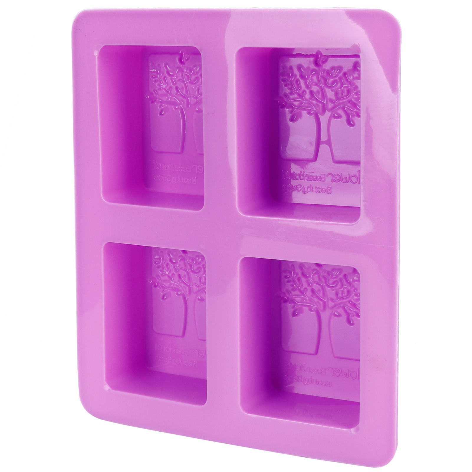 4Gird Purple Silicone HandMade Soap Mold High Temperature Resistant DIY Cake view 2