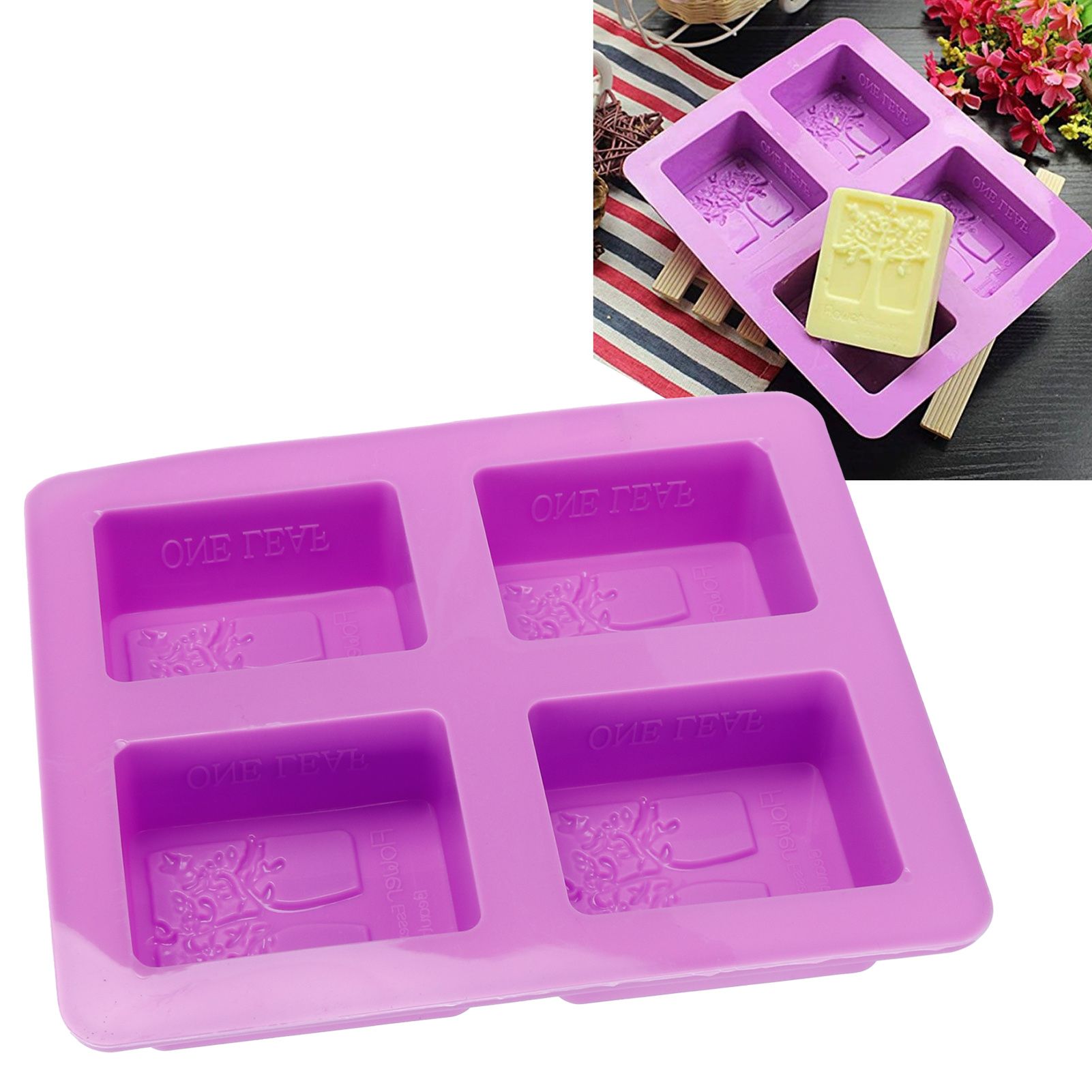 4Gird Purple Silicone HandMade Soap Mold High Temperature Resistant DIY Cake view 11
