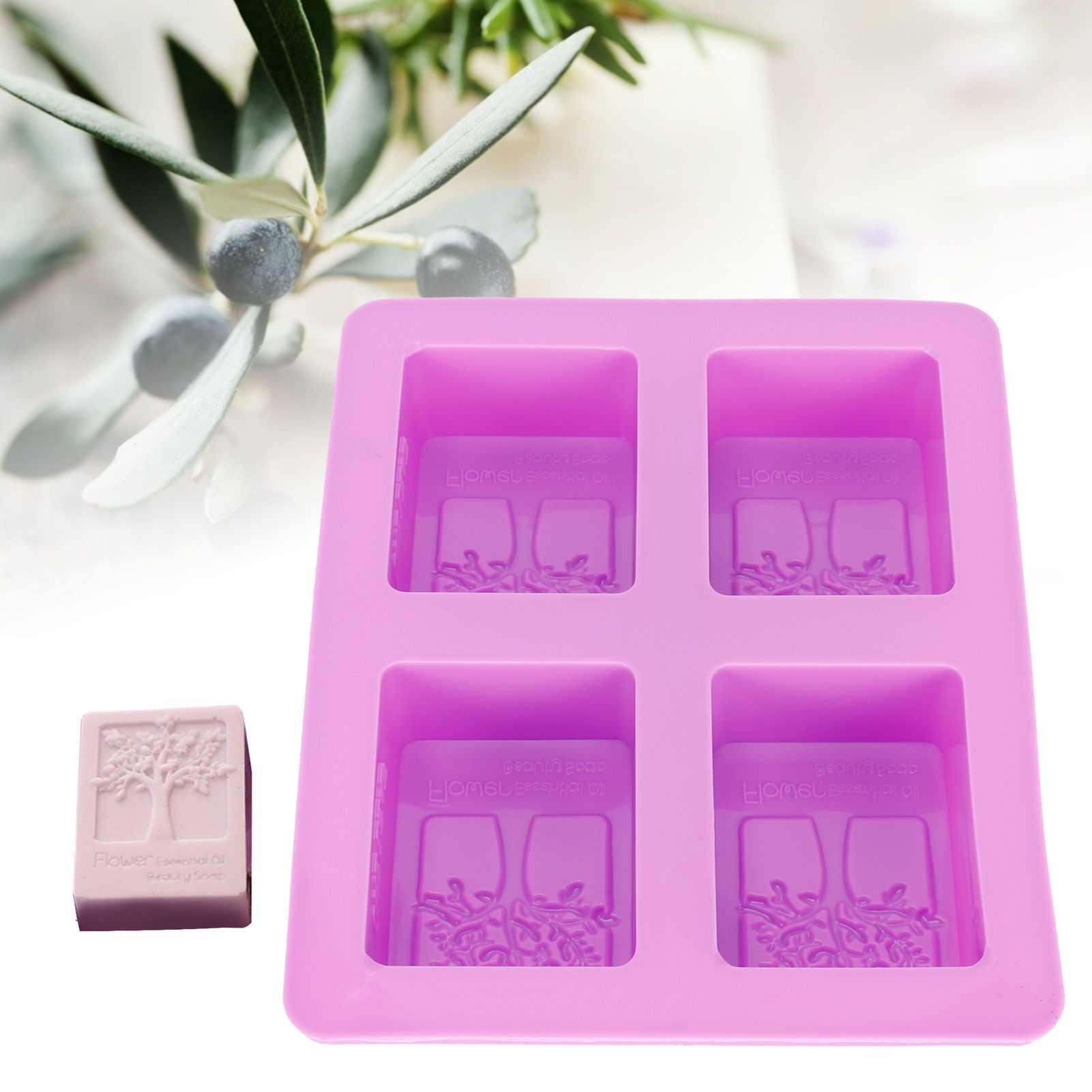 4Gird Purple Silicone HandMade Soap Mold High Temperature Resistant DIY Cake view 12