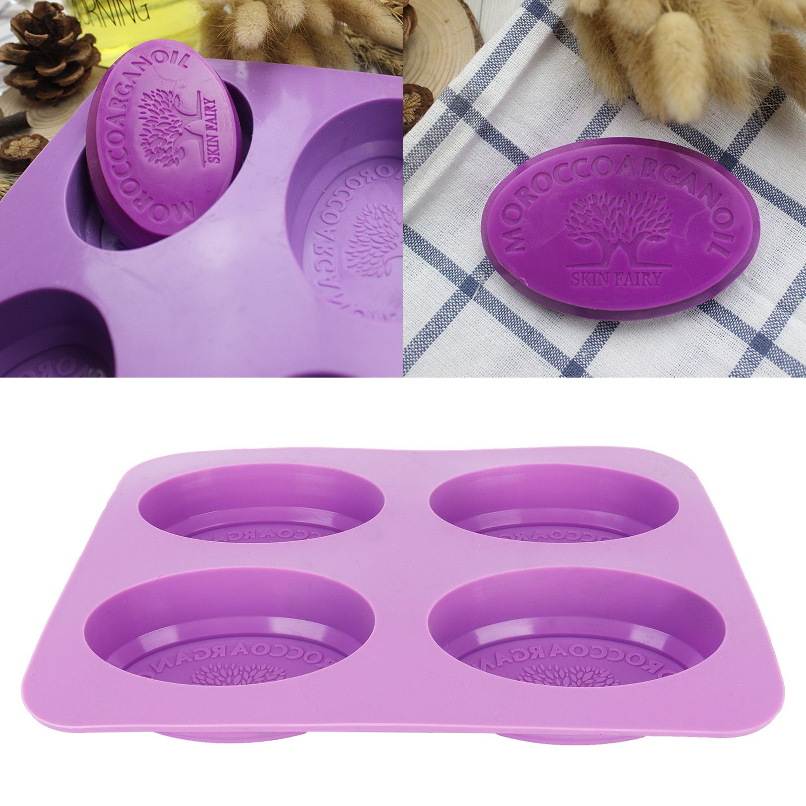 4Gird Silicone Cake Mold Oval Aroma Candle HandMade Soap Mold for DIY Baking Tool view 12
