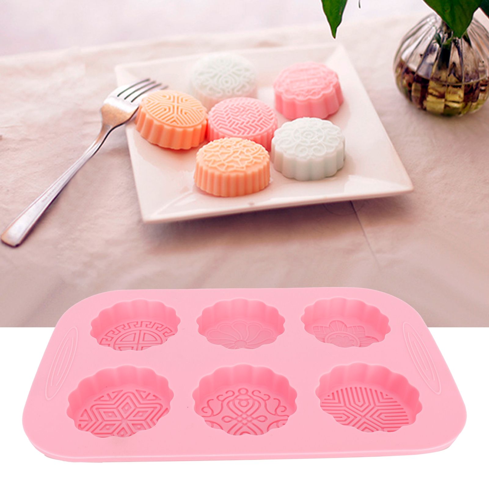 6Grid Mooncake Silicone Mold DIY Baking HandMade Soap Mold for Dessert Kitchen view 11