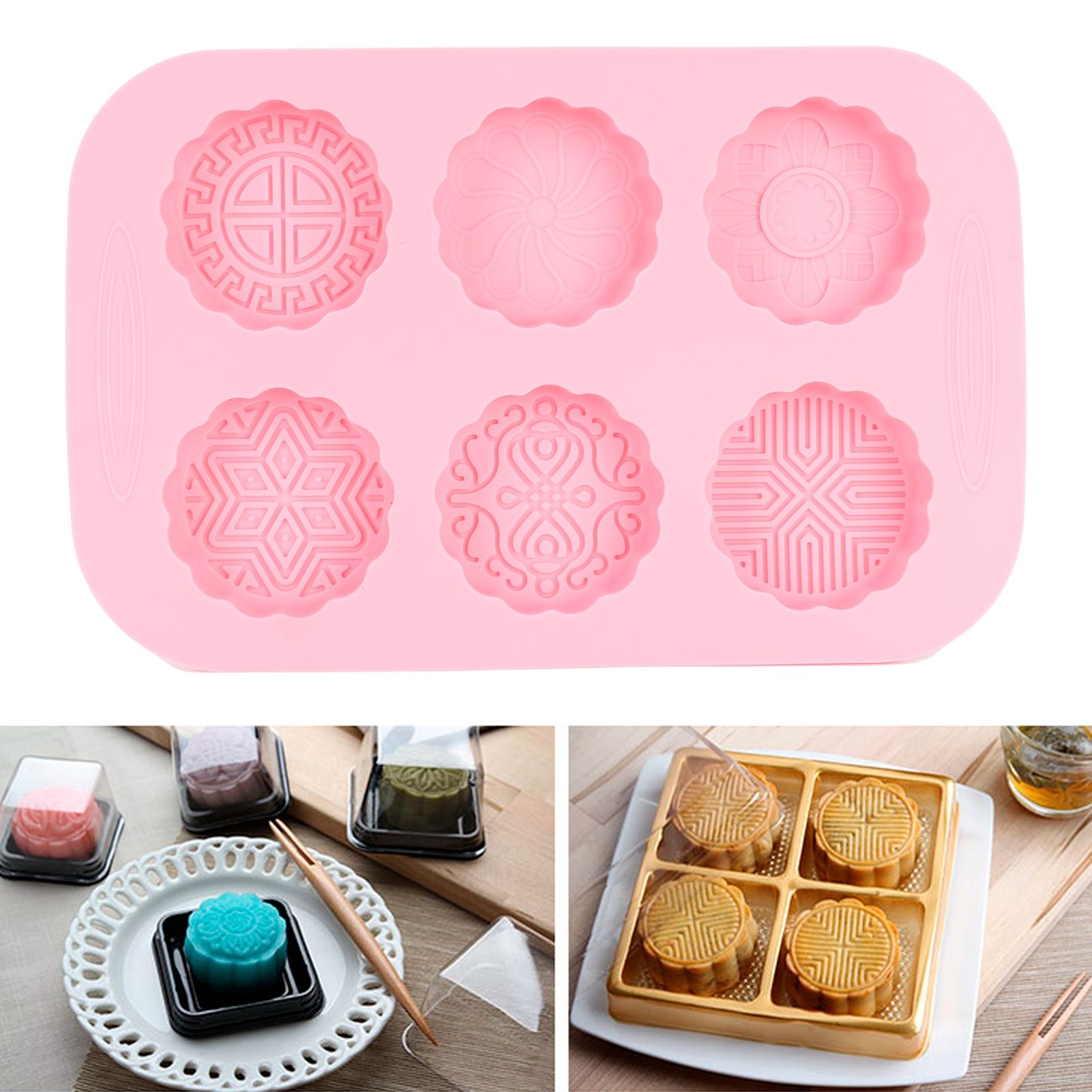 6Grid Mooncake Silicone Mold DIY Baking HandMade Soap Mold for Dessert Kitchen view 12