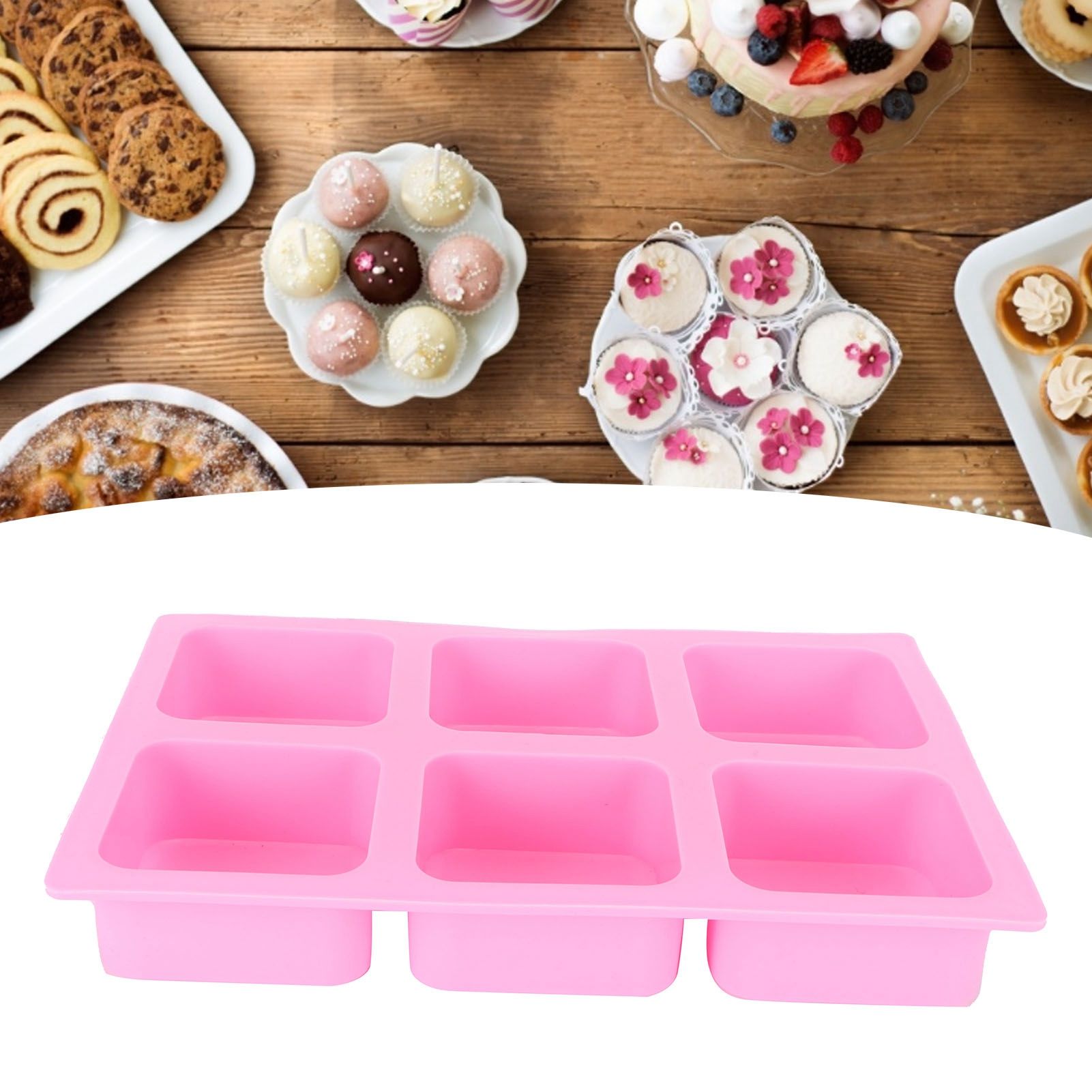 6‑Grid Square Mold Silicone Cake Aroma Hand Making Soap Mould DIY Tool for view 11