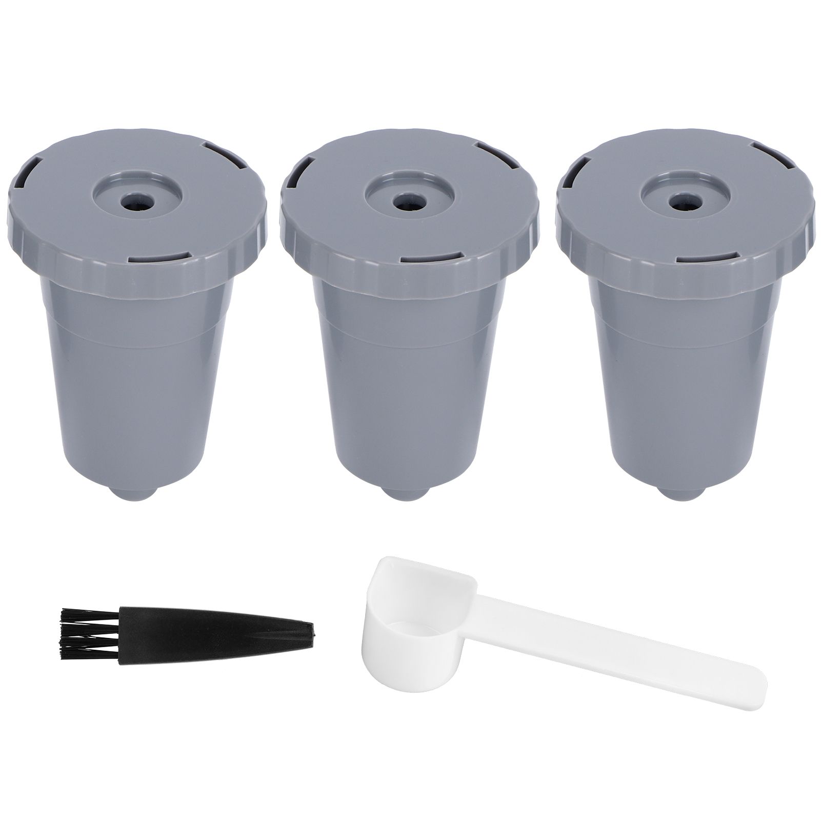 3PCS Refillable Coffee Capsule Reusable Coffee Filter Cup with Brush Spoon Set
