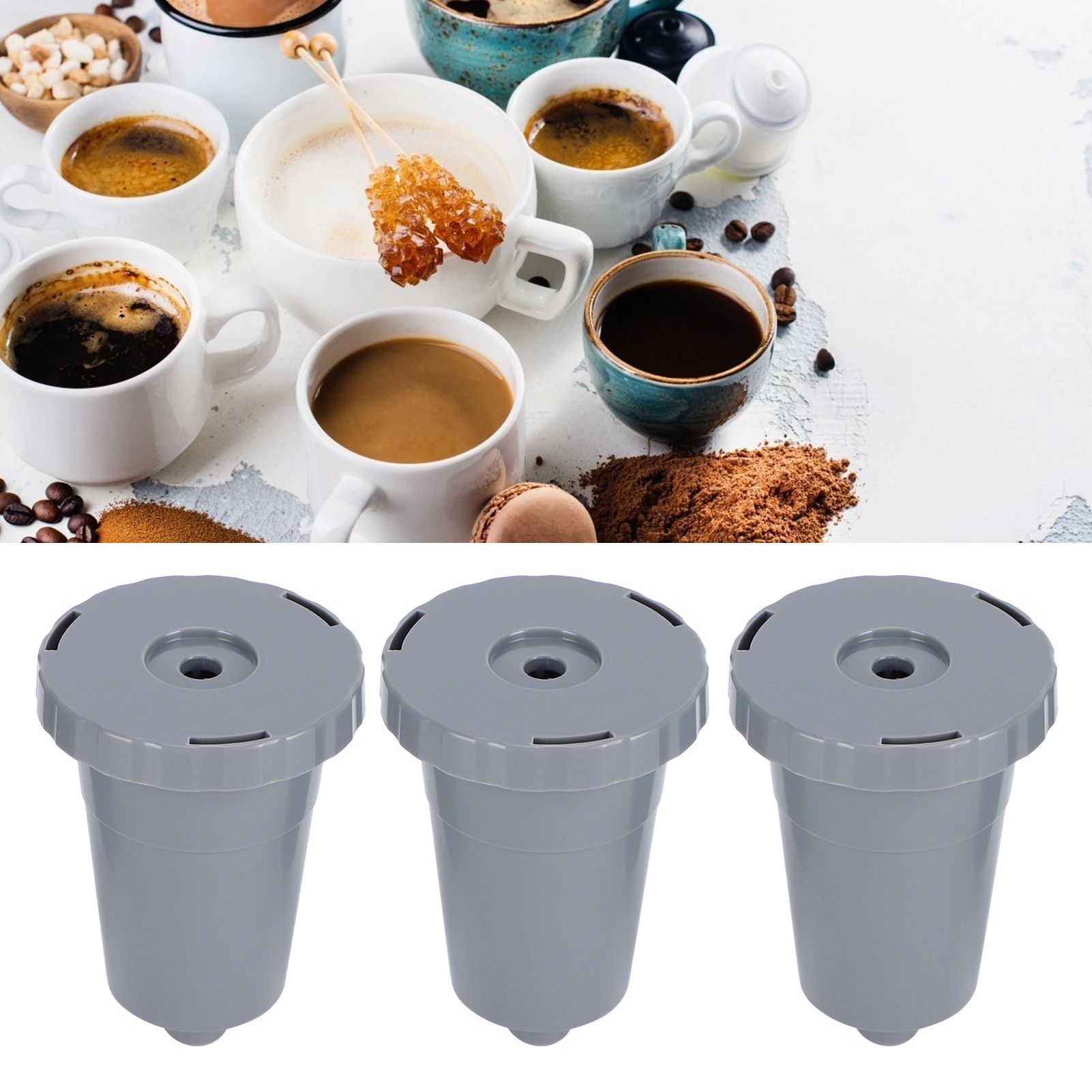 3PCS Refillable Coffee Capsule Reusable Coffee Filter Cup with Brush Spoon Set view 11