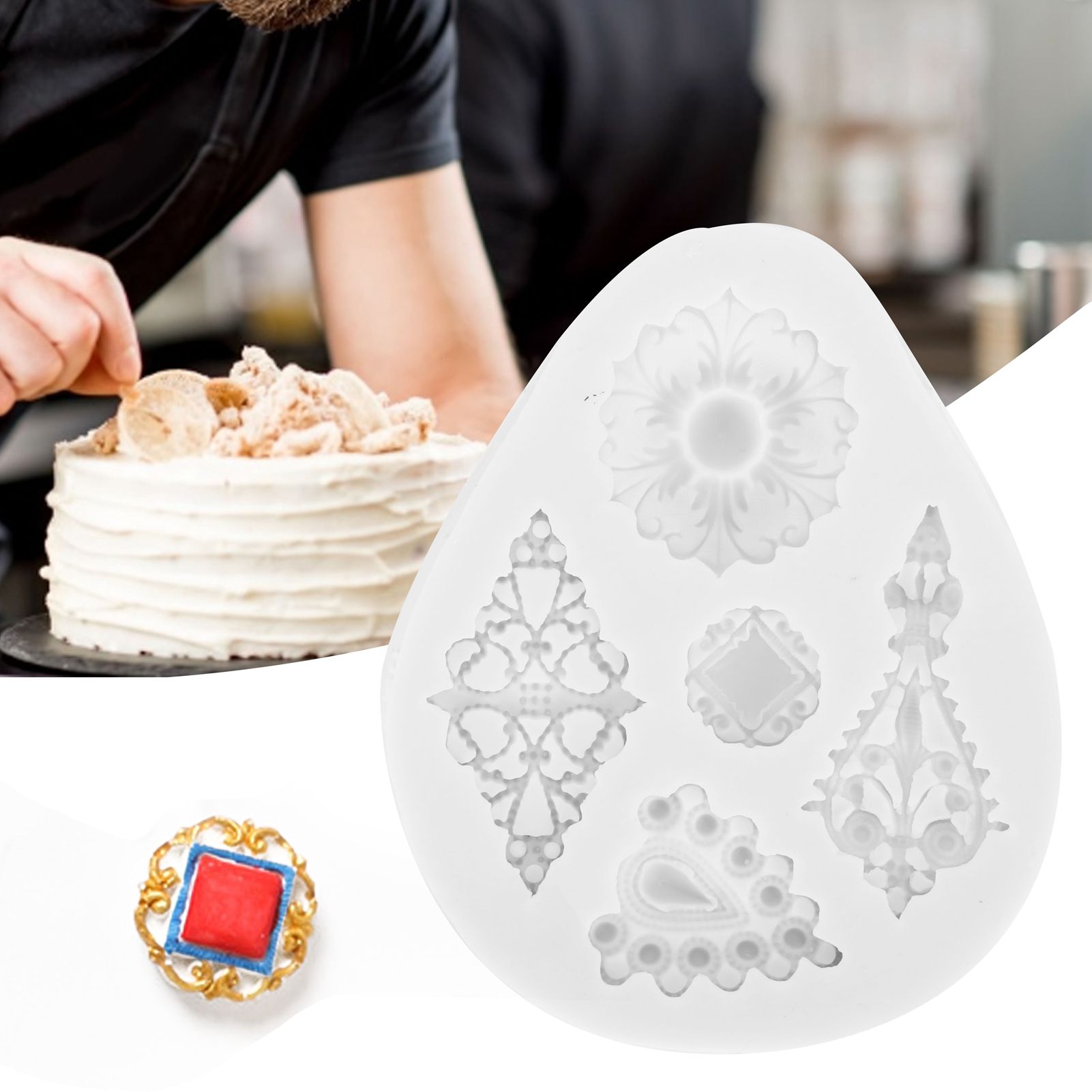 Retro Diamonds Pattern Fondant Mold Silicone Mold DIY Baking Cake Decorating view 12