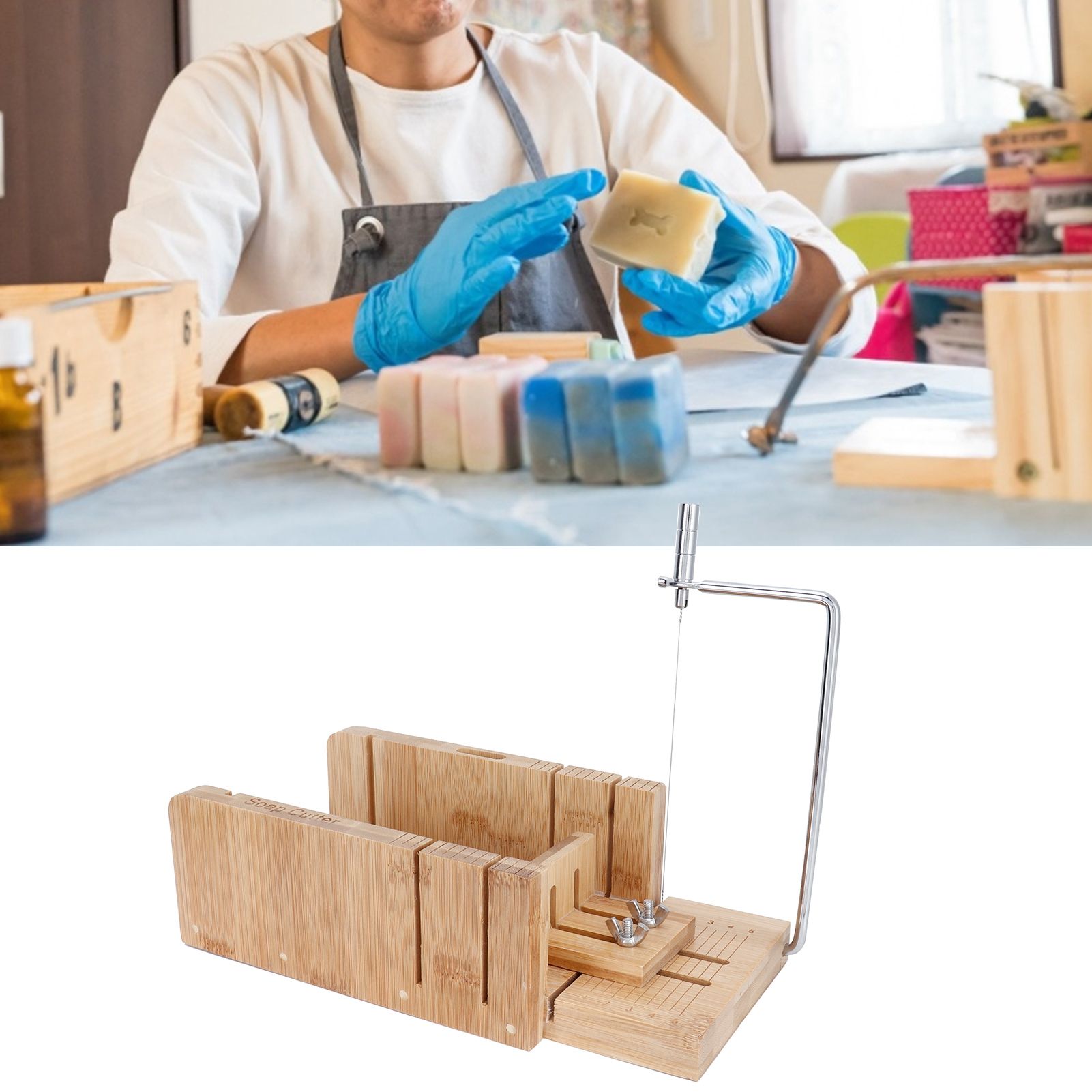 Practical Adjustable Bamboo Soap Cutter Bread Cutter Mold DIY Soap Cutting Tool view 11