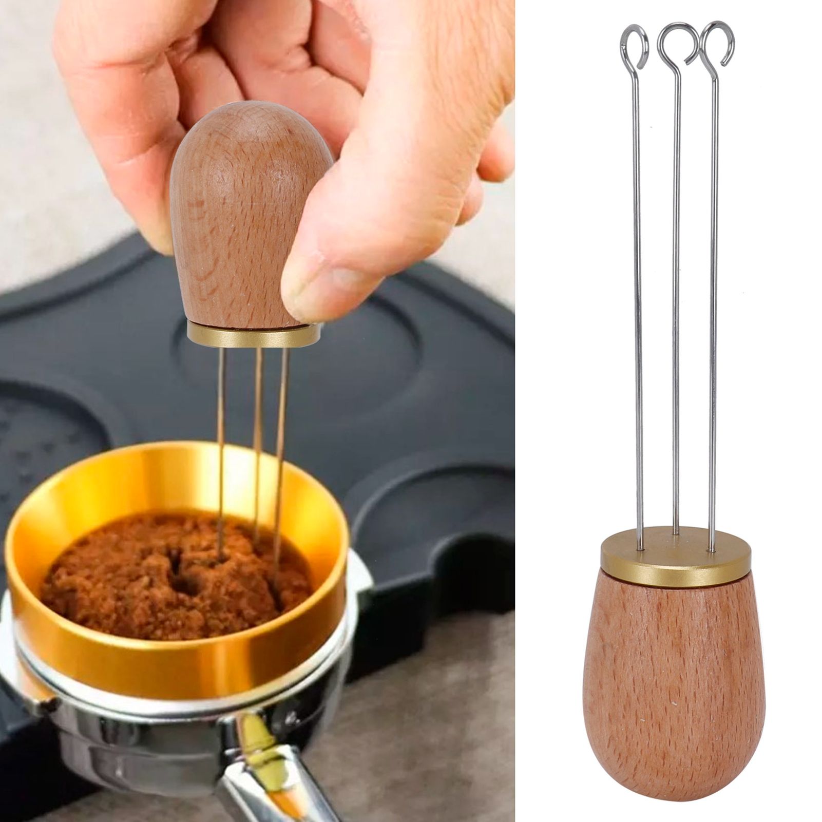 Needle Type Coffee Wooden Powder Dispenser Coffee Stirrer with Handle for view 11